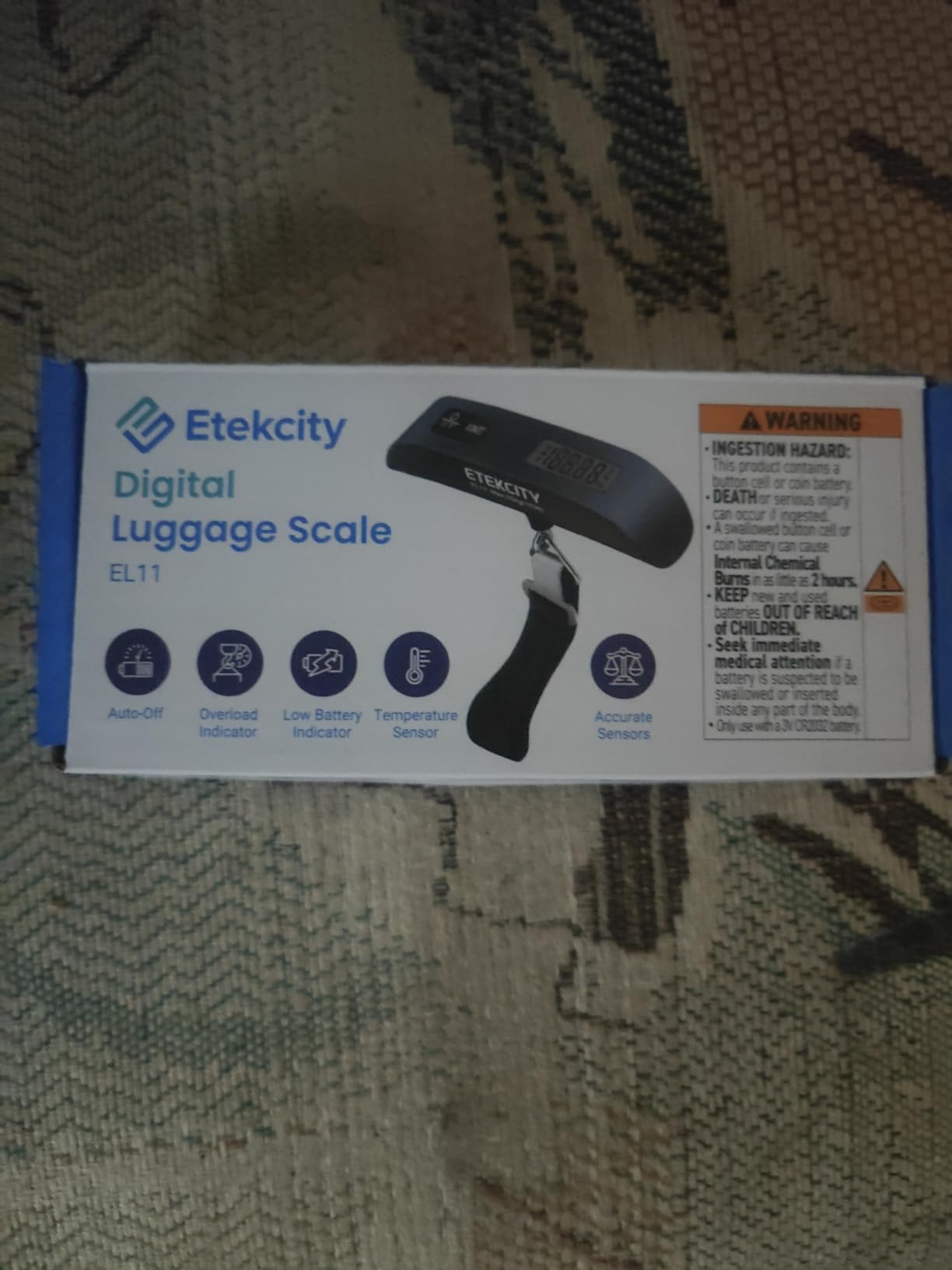 Etekcity Luggage Scale, Travel Essentials, Digital Suitcase Weight Scales for Travel Accessories, Hanging Baggage Scale with Temperature Sensor, Rubber Paint, 110 Pounds, Battery Included, Blue customer photo 1