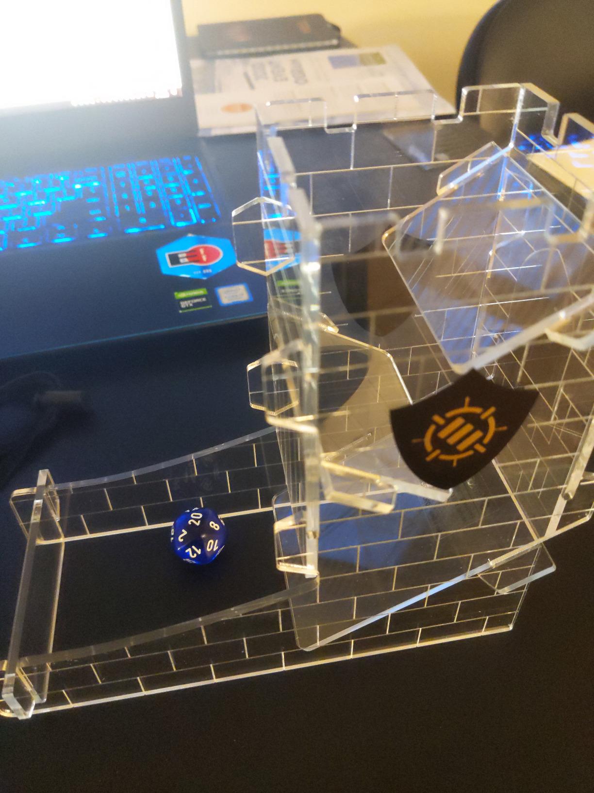 ENHANCE Dice Tower and Tray for Tabletop RPG Games - Portable Roller with Castle Tower Design, Roll Up to 14 Standard Dice at Once - Etched Castle Rolling Tray Great for Game Nights customer photo 1