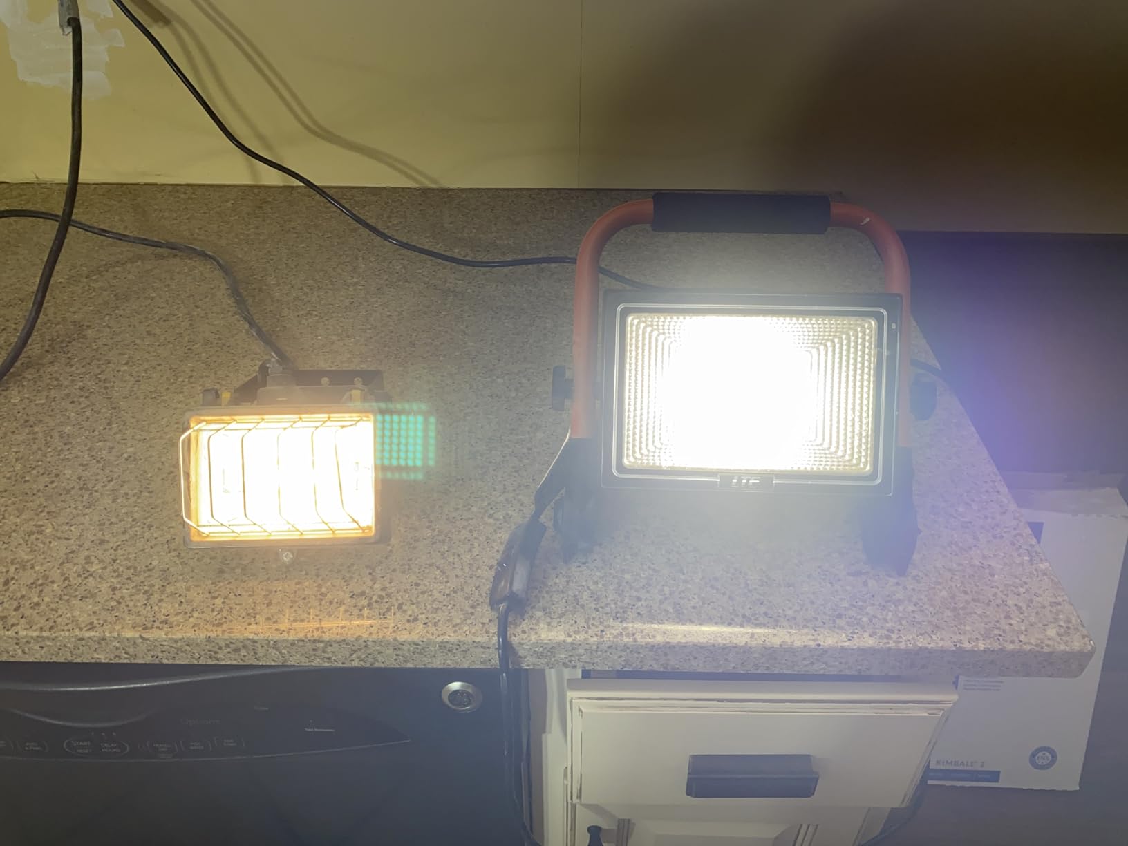 LTE 50W LED Work Light, 4300LM 500W Equivalent Portable Light IP66 Waterproof Outdoor Flood Lights 16.4FT Cable with Plug Switch, 5000K Daylight, Adjustable Job Site Lighting for Garage Workshop customer photo 1