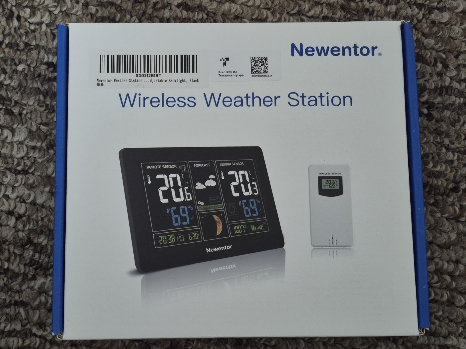 Newentor Weather Station Wireless Indoor Outdoor Thermometer, Color Display Digital Weather Thermometer with Atomic Clock, Barometric Pressure, Forecast Station with Adjustable Backlight, Black customer photo 2
