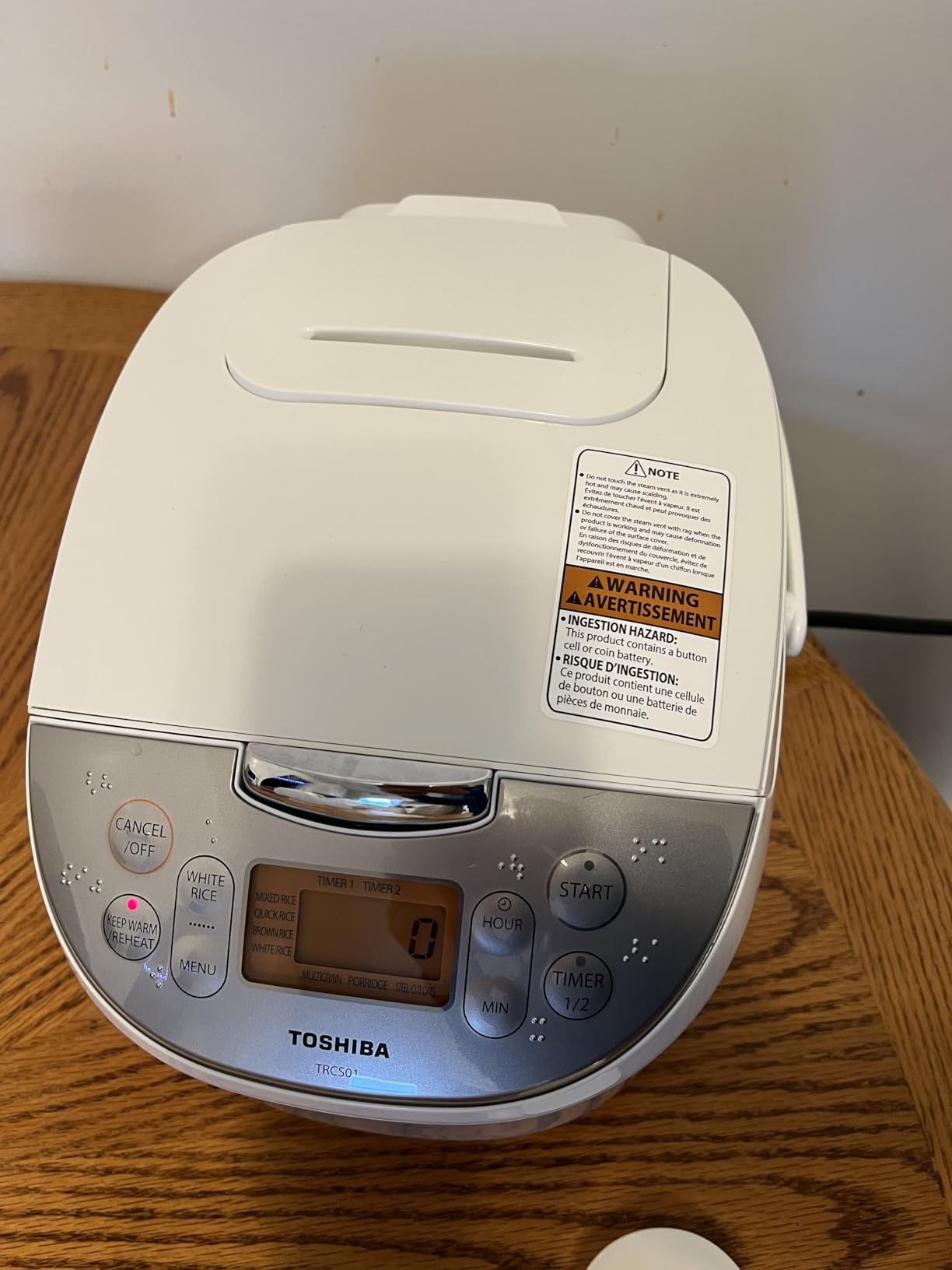 Toshiba Rice Cooker 6 Cup Uncooked - Japanese Rice Cooker with Fuzzy Logic Technology, 7 Cooking Functions, Digital Display, 2 Delay Timers and Auto Keep Warm, Non-Stick Inner Pot, White customer photo 2