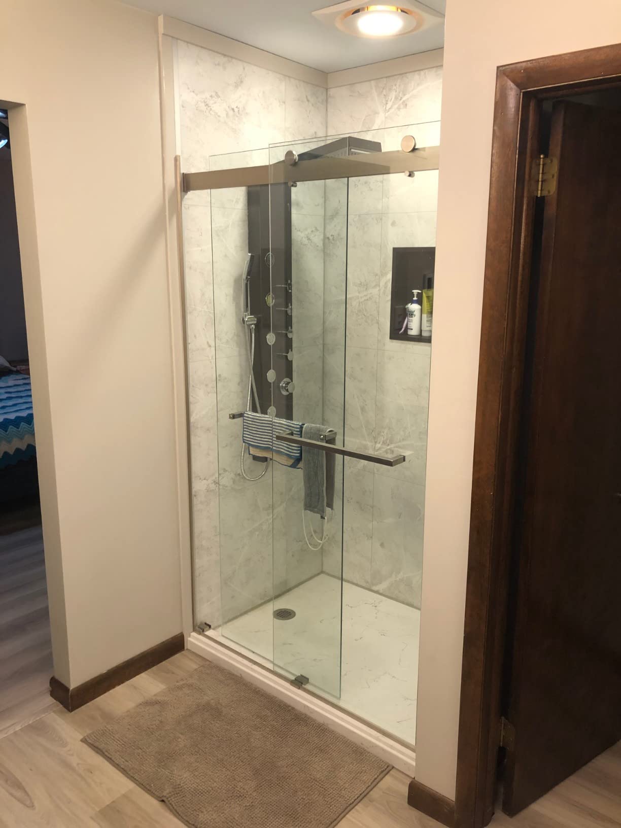 ROVOGO Shower Panel Tower with Rainfall Waterfall Shower Head, 5 Body Jets and 3-Function Handheld, High Pressure Rain Massage System, Wall-Mount Shower Column, 304 Stainless Steel Brushed customer photo 1