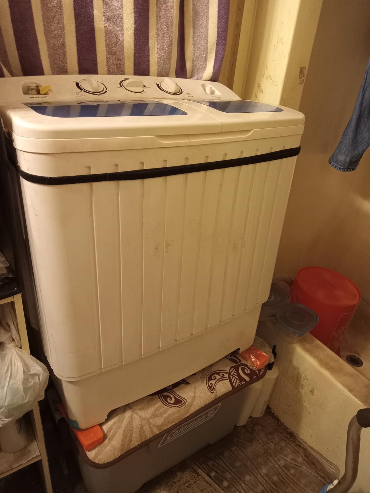 Giantex Portable Washing Machine, 20lbs Capacity, Twin Tub 2lbs Washer and 8lbs Spinner Combo, Compact for Apartment RV Dorms, Blue and White, GT24267-PE customer photo 1