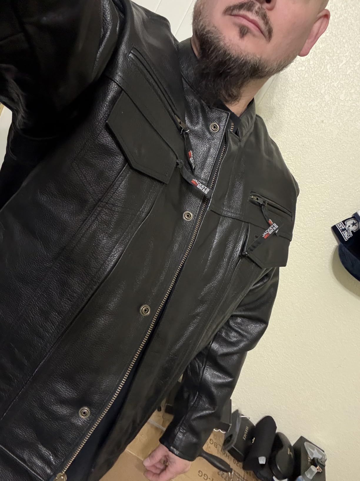 Jackets 4 Bikes COMMUTER Men's Motorcycle Jacket, Premium Buffalo Leather, CE Armor, Utility Pockets, Street Cruiser Motorbike Biker customer photo 2