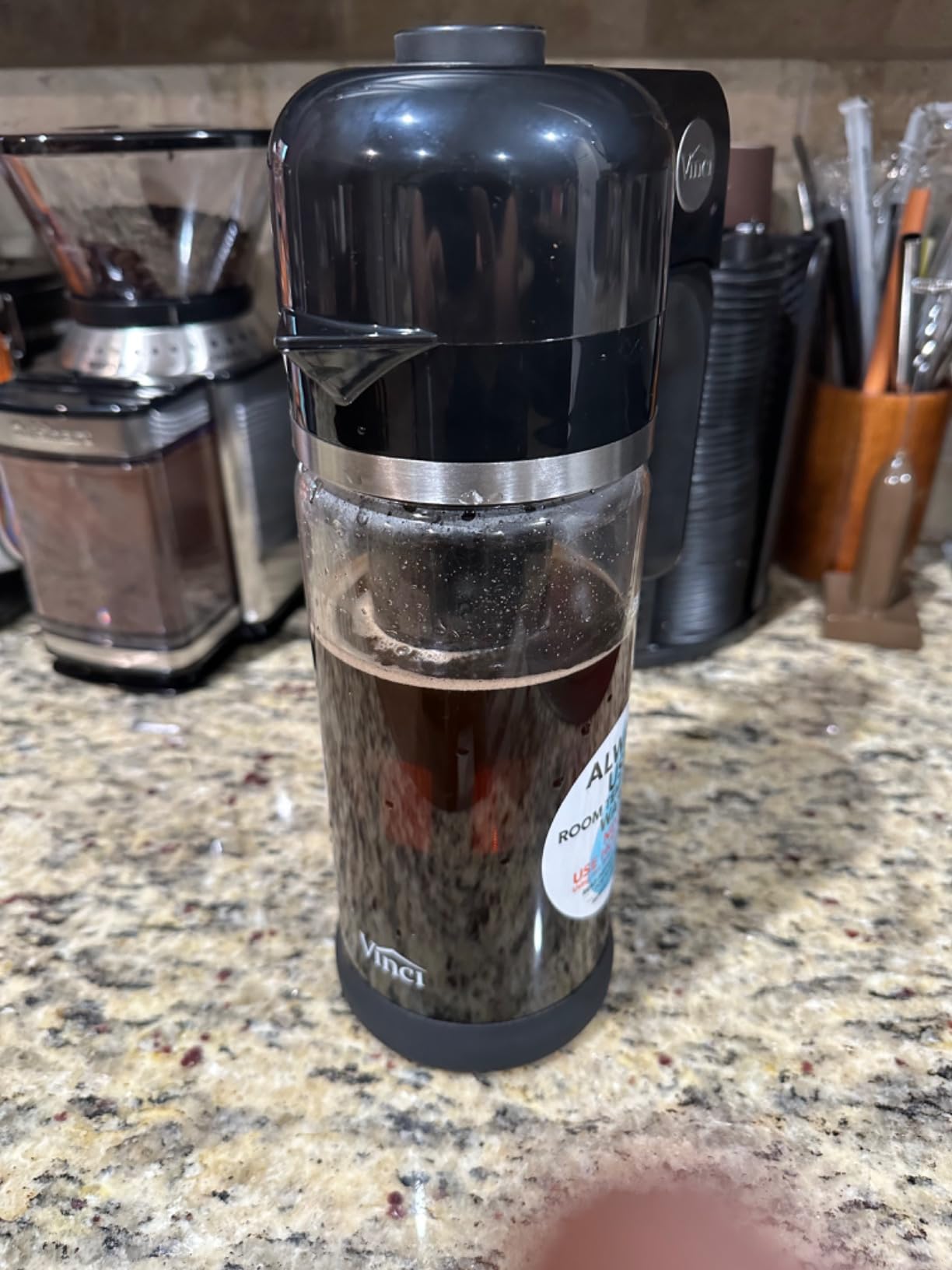 VINCI Express Cold Brew, Electric Cold Brew Coffee Maker in 10 minutes, Glass Carafe, 3 Brew Strength Settings & Cleaning Cycle, Easy to Use & Clean, Cold Brewer for Iced Coffee, 1.4 L Dial Control customer photo 2