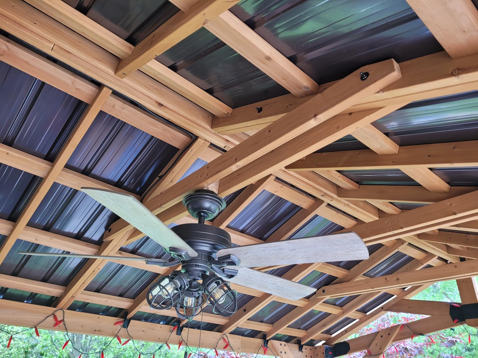 Backyard Discovery Arlington 12' x 10' Cedar Wood Outdoor Gazebo Pavilion with Hardtop Galvanized Steel Peak Roof, Snow Support, Wind Resistance, PowerPort, Shade for Garden, Patio, Deck, Entertaining customer photo 2