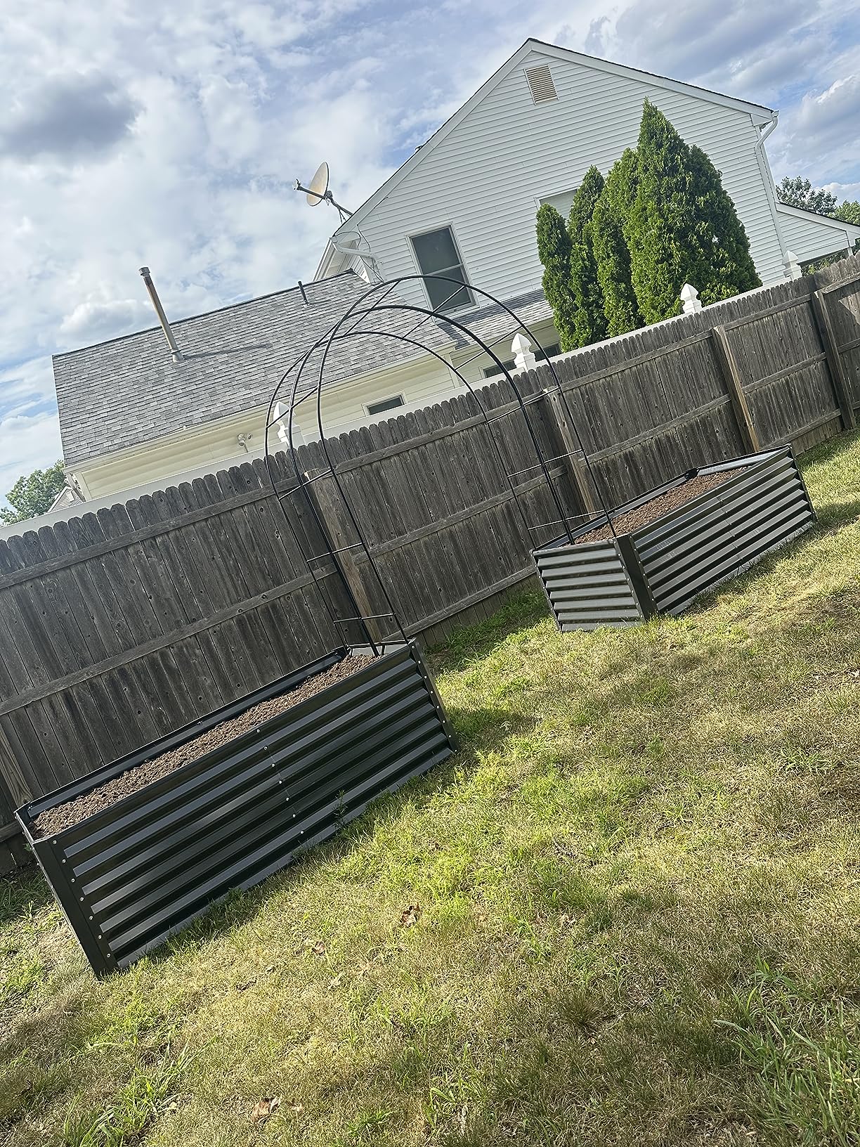 Adorox 7.8ft Garden Arch Trellis for Climbing Plants, Metal Arch Frame, Pumpkin Archway Outdoor Garden Arbors and Arches for Halloween Christmas Birthday Party Baby Shower Decoration(Black) customer photo 1