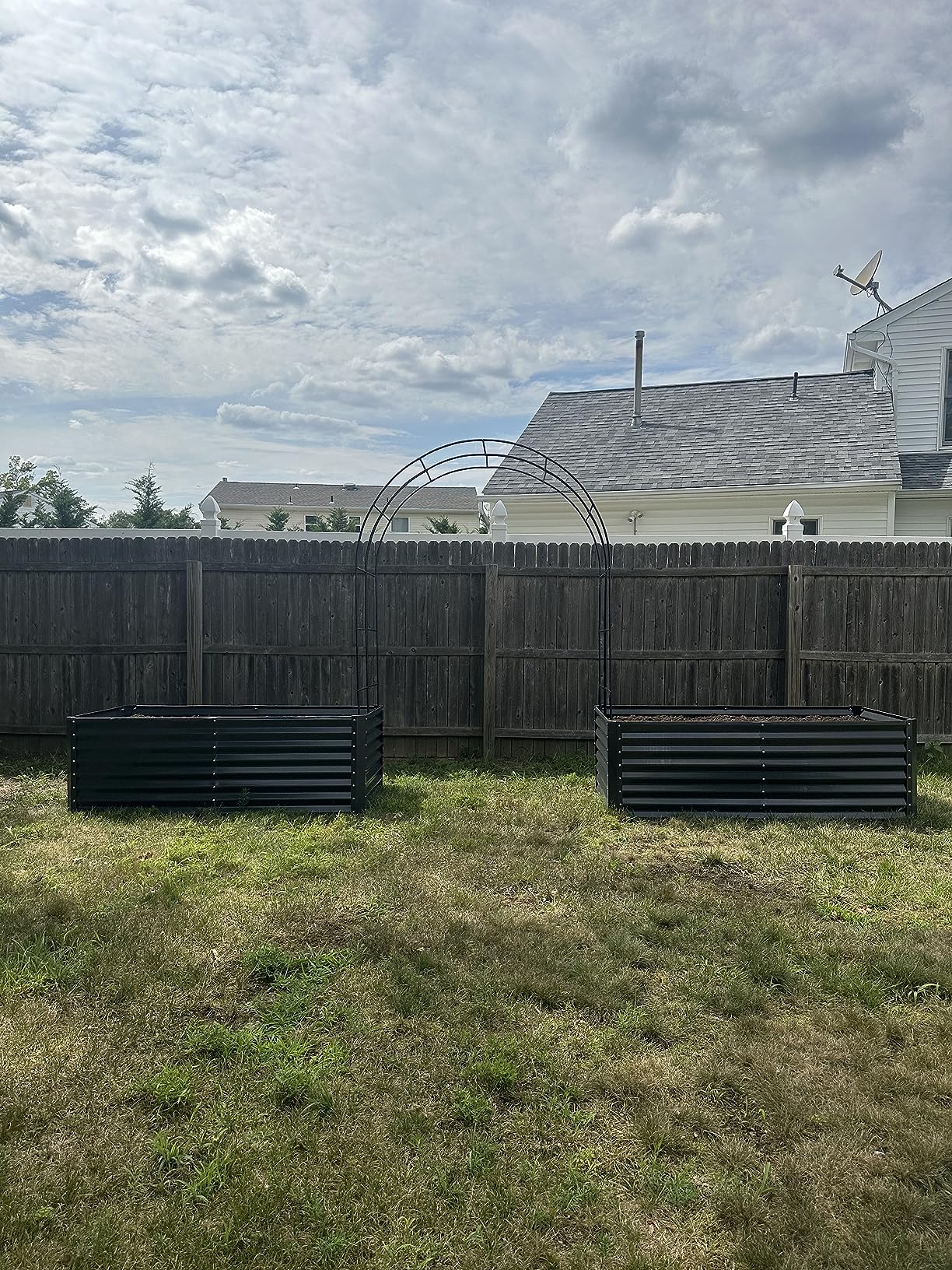 Adorox 7.8ft Garden Arch Trellis for Climbing Plants, Metal Arch Frame, Pumpkin Archway Outdoor Garden Arbors and Arches for Halloween Christmas Birthday Party Baby Shower Decoration(Black) customer photo 2