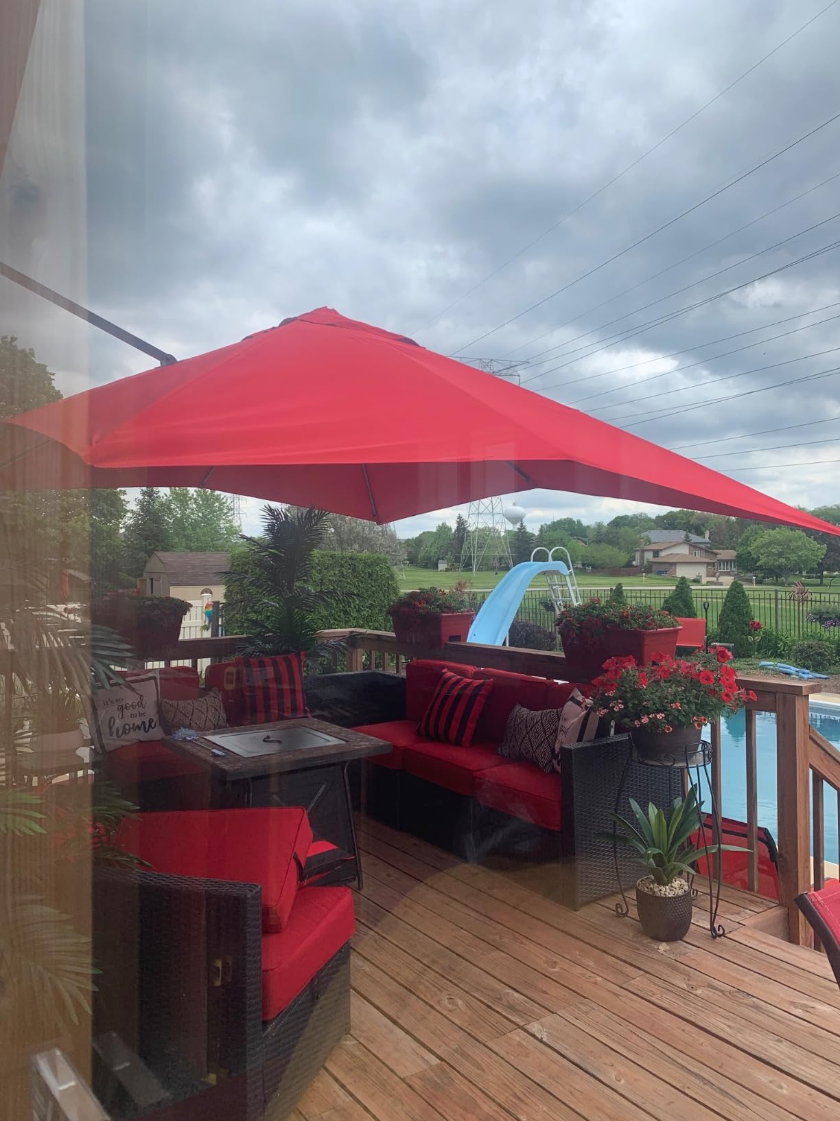 Sunnyglade 10x13Ft Cantilever Patio Umbrella Rectangular Deluxe Offset 360°Rotation & Integrated Tilting System Hanging Umbrella for Market Garden Deck Pool Backyard Patio (Tan) customer photo 2