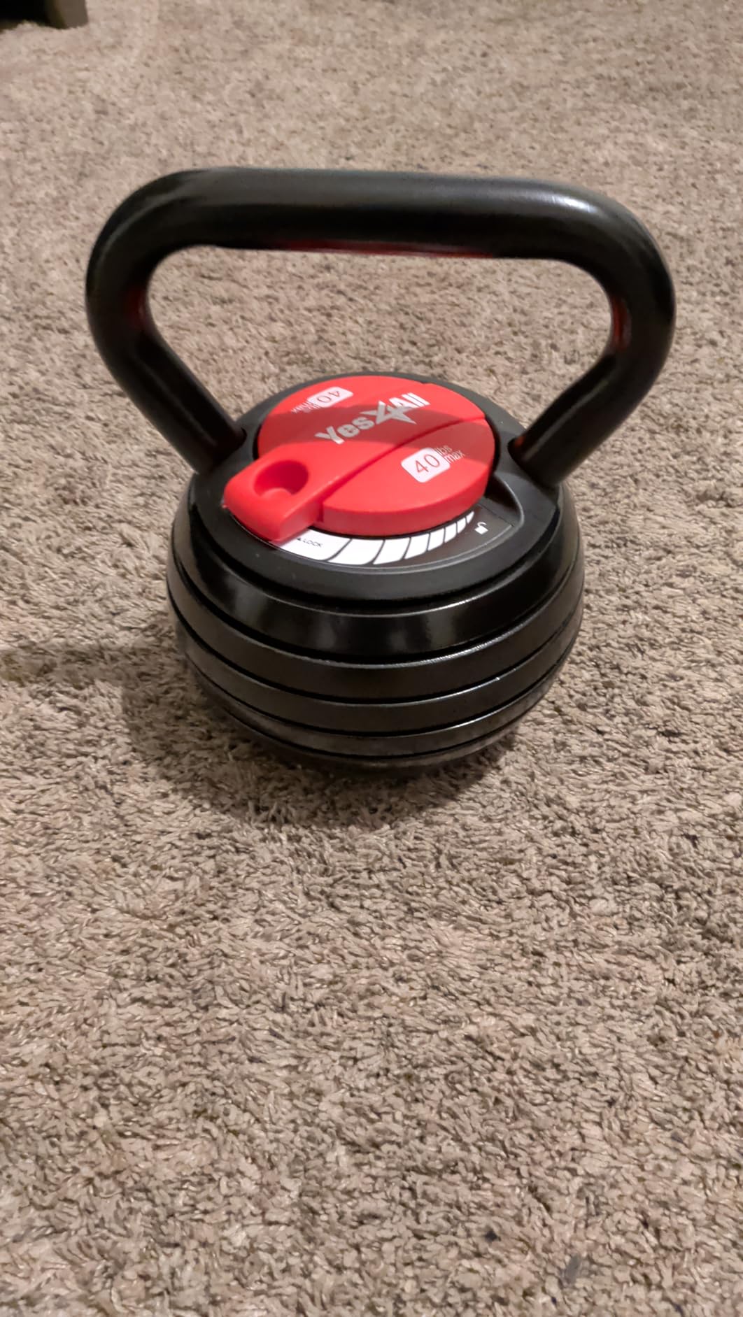 Yes4All Adjustable Kettlebell Set, 20-40 LB Weight Set, Solid Cast Iron Handle with Spacer Disks and Secure Lock, Space-Saving Kettlebell for Home Gym Strength Training, Black customer photo 1