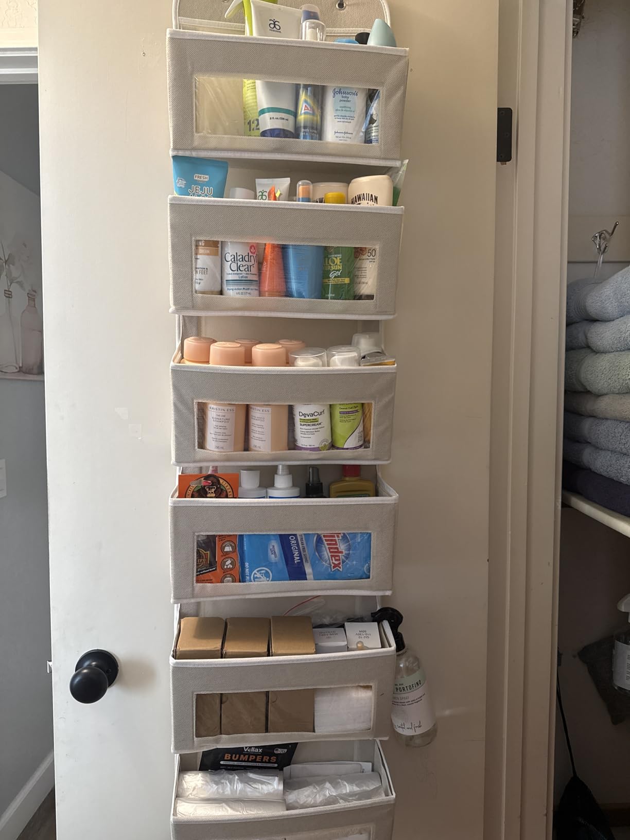 Simple Houseware 6 Clear Window Pocket Over Closet Door Storage Hanging Organizer for Bedroom, Bathroom, Pantry, Black customer photo 2