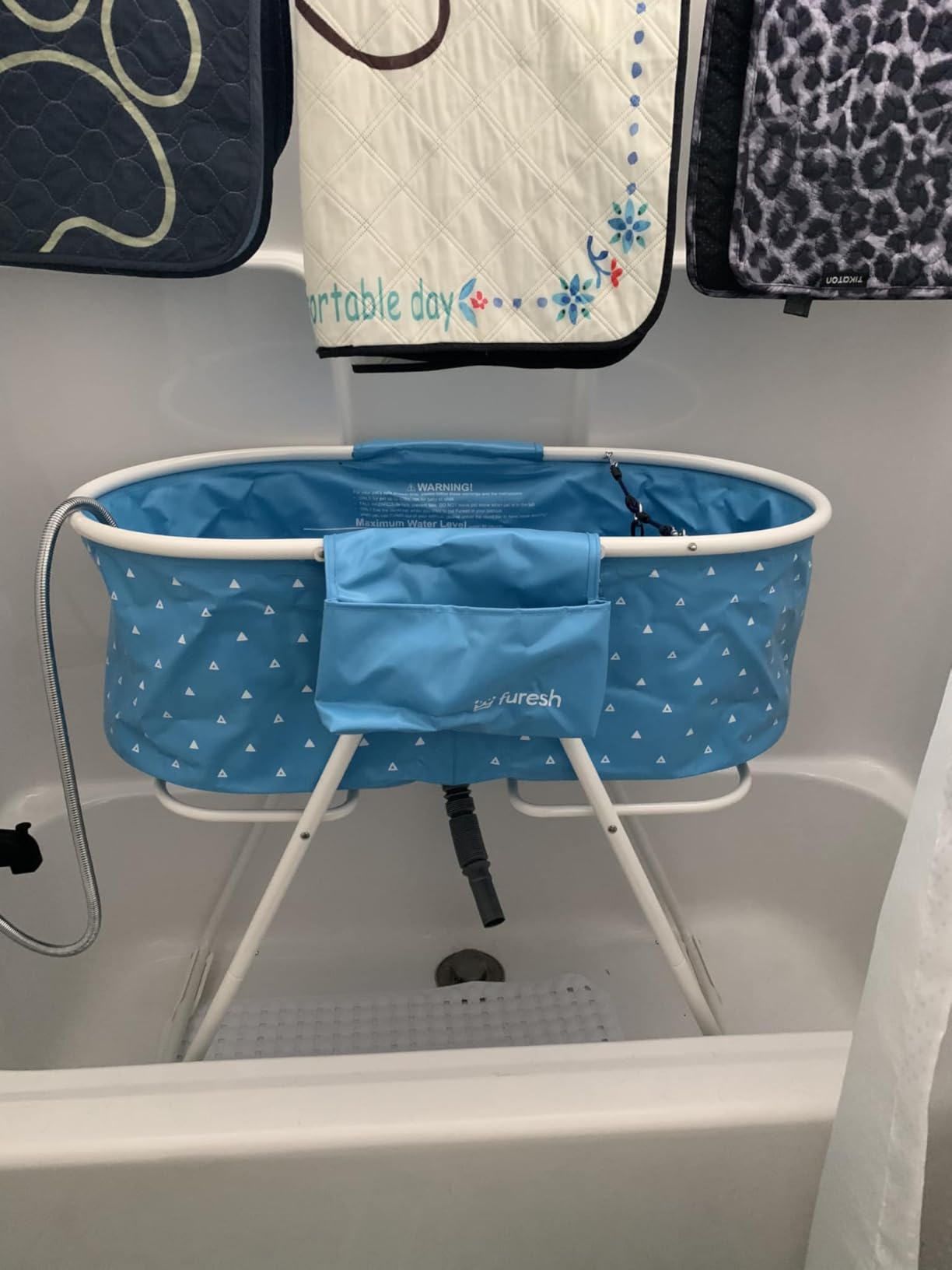 Furesh Little Dipper Dog Bath Tub and Wash Station for Bathing Shower and Grooming, Elevated Foldable and Portable, Indoor and Outdoor, for Small and Medium Size Dogs, Cats and Other Pet (Blue) customer photo 1