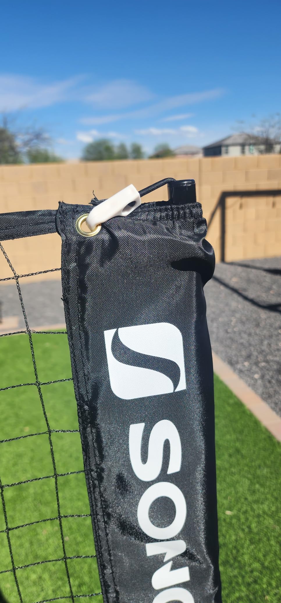 SONGMICS Badminton Net, Height Adjustable Volleyball Net, Pickleball Net for Junior Tennis, Kids, Indoor Outdoor Court, Foldable Nylon Net with Poles 10ft/13ft/16.5ft Wide customer photo 2