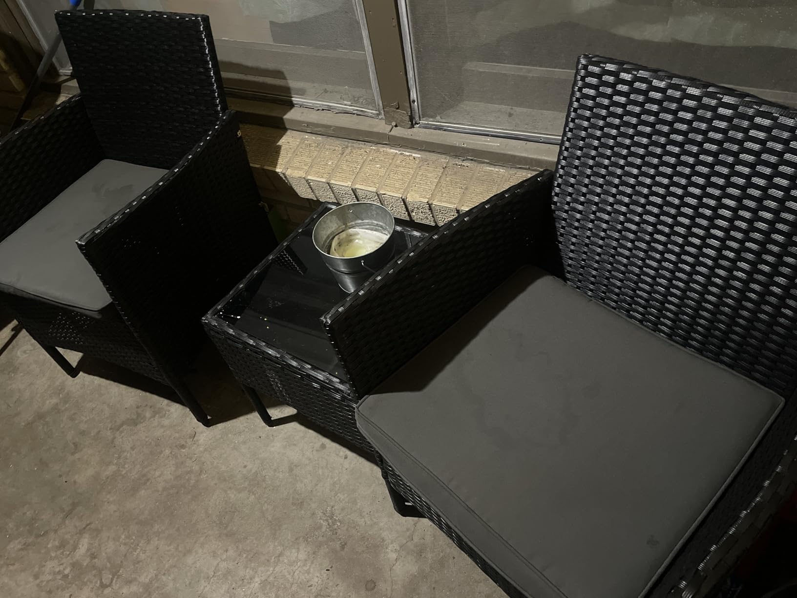 Yaheetech 3 Pieces Patio Porch Furniture Set, Outdoor PE Rattan Wicker Conversation Set with Soft Cushions, Glass Coffee Table & 2 Chairs for Garden/Deck/Courtyard/Poolside, Black/Gray customer photo 2