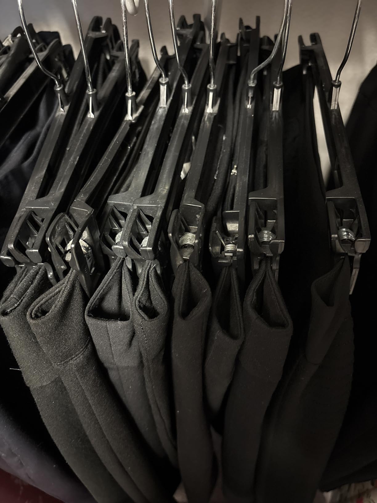 Hanger Central 30 Pack Pants Hangers - 12 Inch Slim Plastic Clothes Hangers with Clips for Skirts, Shorts & Trousers - Non Slip Grip, Heavy Duty Space Saver with Swivel Hook - Black Closet Organizer customer photo 1