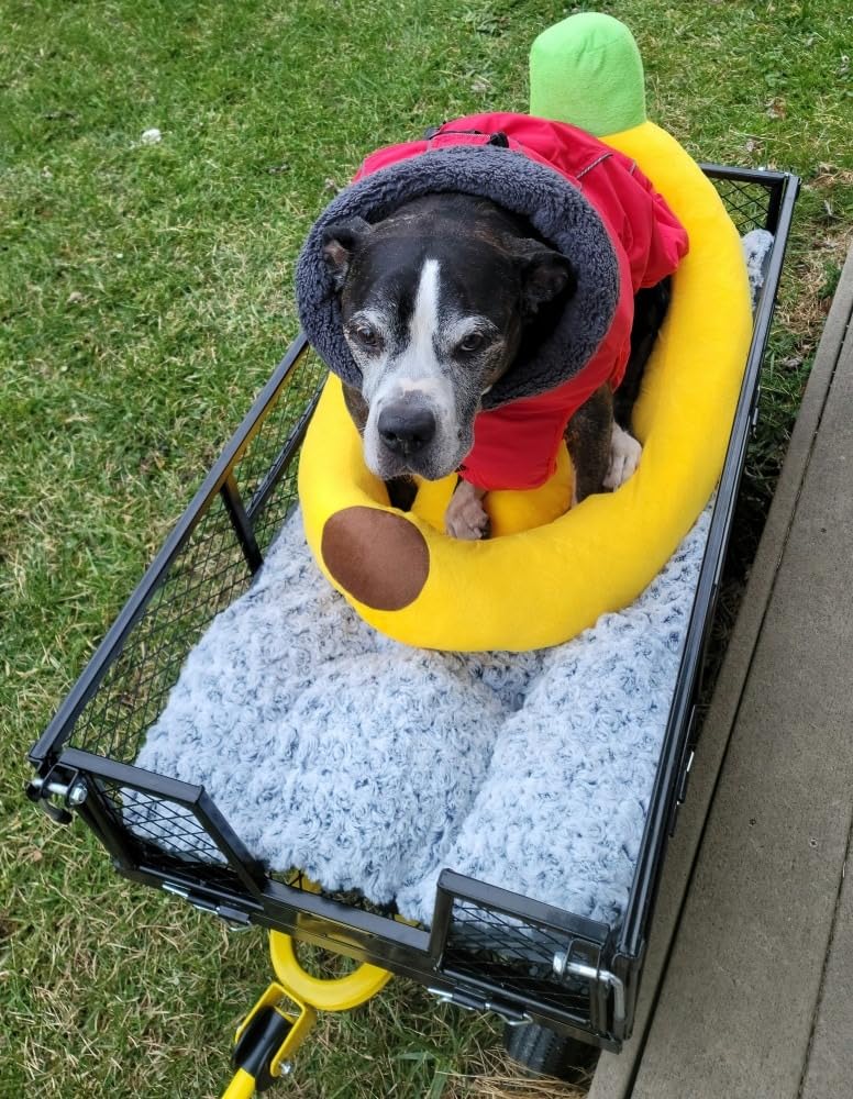 VIVOHOME Heavy Duty 880 Lbs Capacity Mesh Steel Garden Cart Folding Utility Wagon with Removable Sides and 4.10/3.50-4