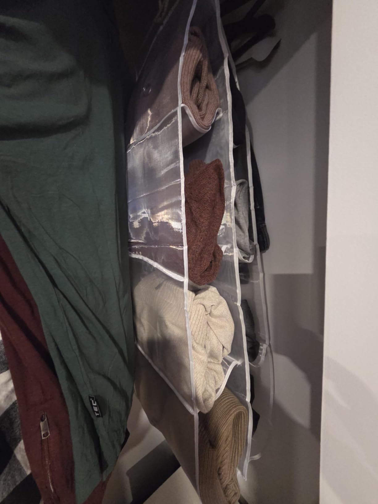 AARAINBOW 1 Pack Hanging Handbag Purse Organizer, Bags Organizor for Purse 8 Pockets Wardrobe Closet Space Saving Handbag Storage, 44.5L x 13.5W (B-Light Gray) customer photo 1