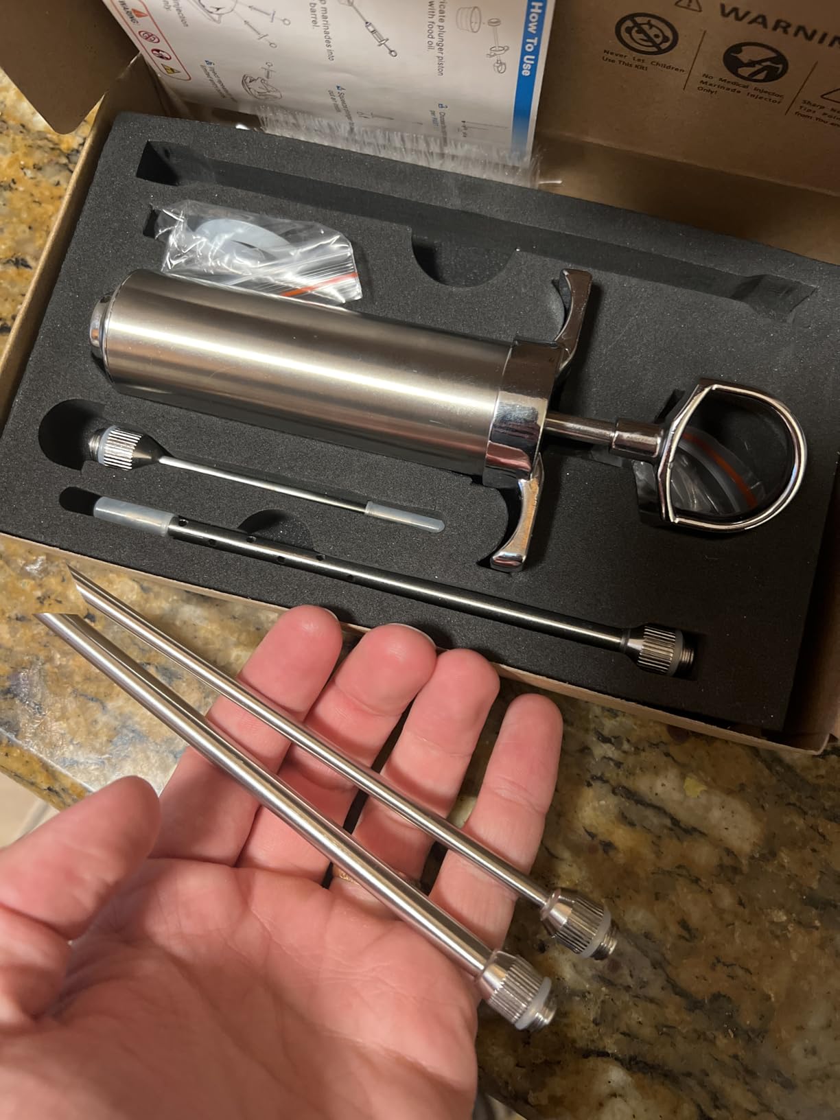 Ofargo Stainless Steel Meat Injector Syringe Kit with 4 Marinade Needles for BBQ Grill Smoker, Easter Day Gifts for Men Dad Husband Him, 2-oz Large Capacity, Both Paper User Manual and E-Book Recipe customer photo 1
