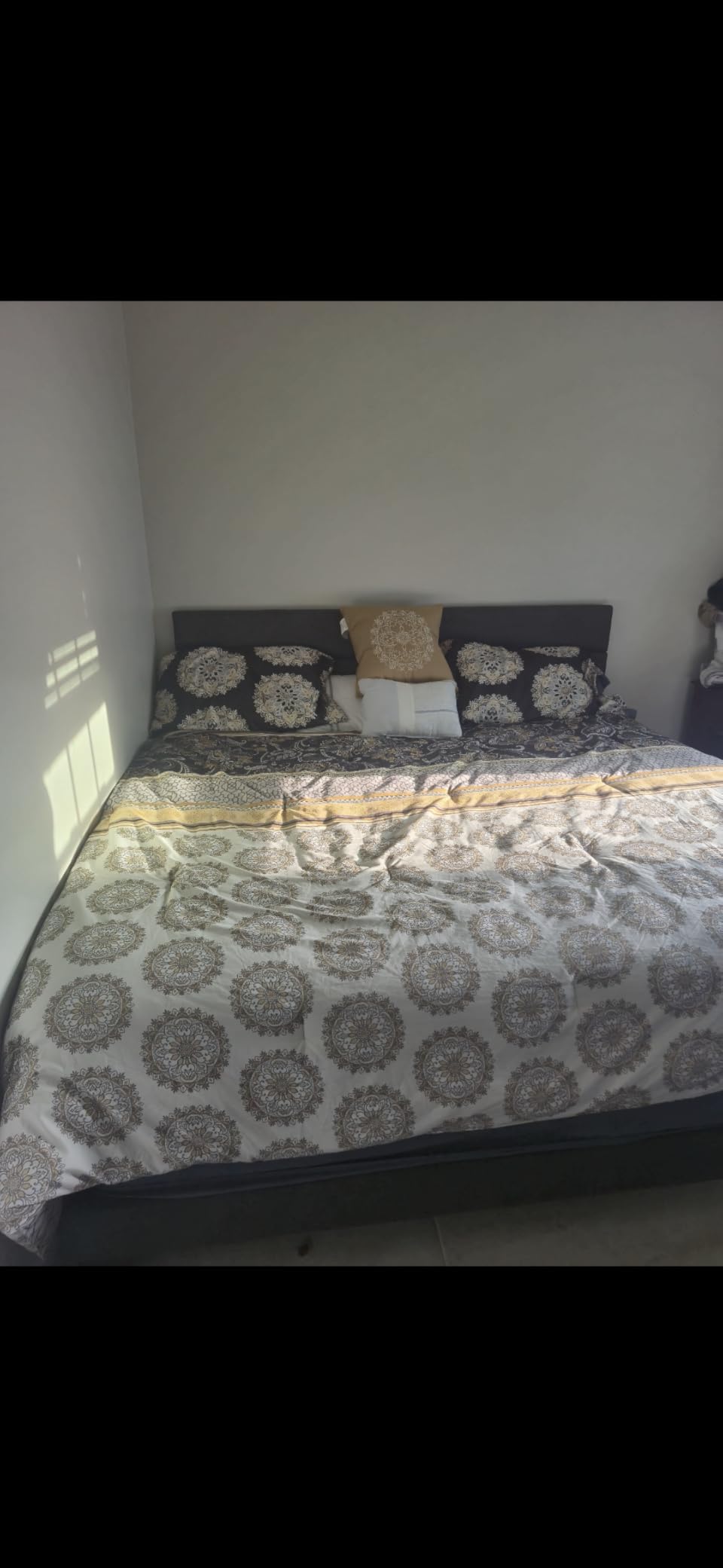 Allewie Queen Size Platform Bed Frame with Fabric Upholstered Headboard and Wooden Slats Support, Fully Upholstered Mattress Foundation, No Box Spring Needed, Easy Assembly, Dark Grey customer photo 2