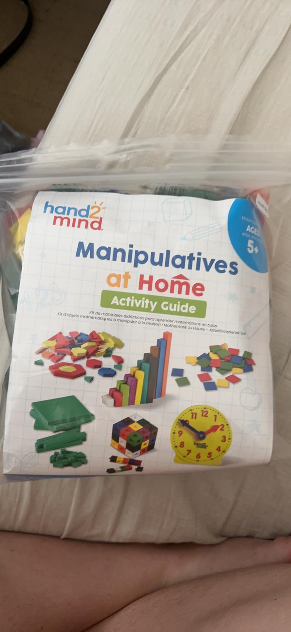 hand2mind-93538 Take Home Math Manipulatives Kit for Kids Grade K-2, with Snap Cubes, Base Ten Blocks, Cuisenaire Rods, Pattern Blocks, Color Tiles and Learning Clock, Homeschool Supplies (292 Pieces) customer photo 2