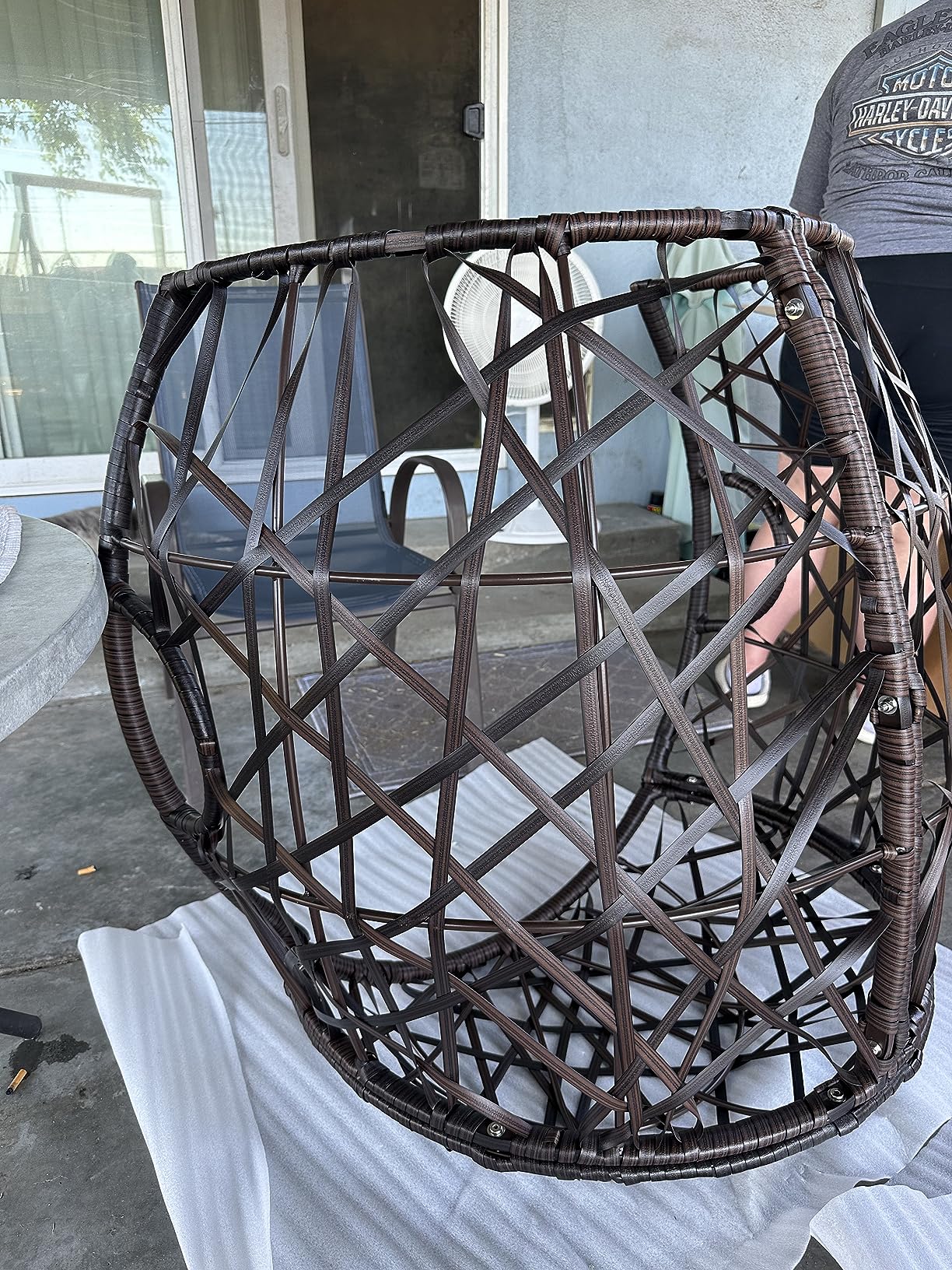 Christopher Knight Home Isaiah Indoor/Outdoor Wicker Tear Drop Hanging Chair (Stand Not Included), Multi-Brown and Tan customer photo 1