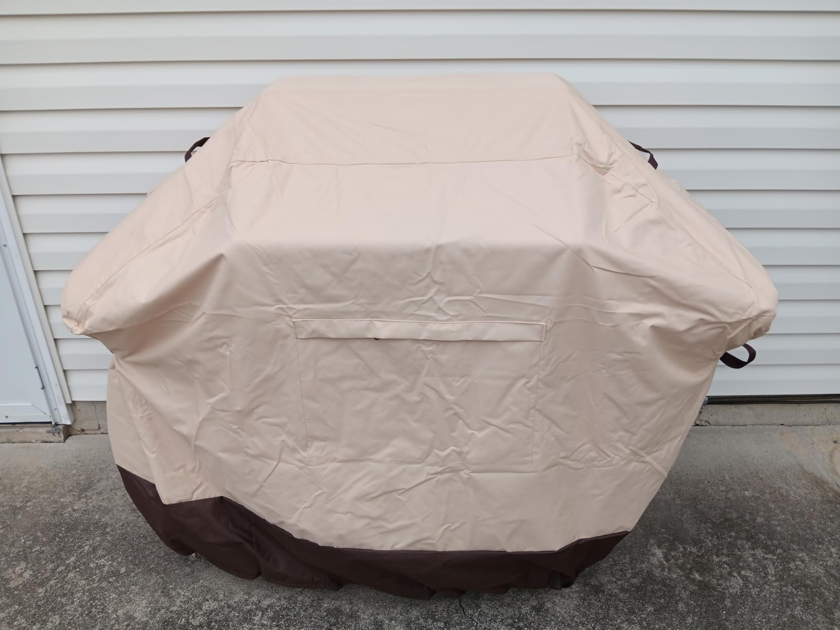 Vailge Grill Cover, 58-inch Waterproof BBQ Cover, 600D Heavy Duty Gas Grill Cover, UV & Dust & Rip & Fading Resistant, Suitable for Weber, Brinkmann, Char Broil Grills and More, Beige customer photo 1