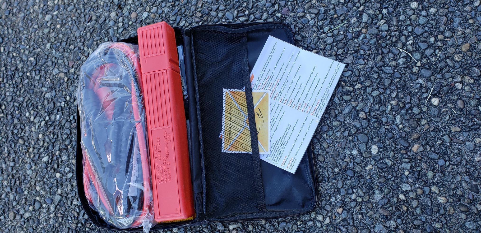 Vetoos Roadside Emergency Car Kit with Jumper Cables, Auto Vehicle Safety Road Side Assistance Kit Essentials, Winter Car Kit for Women and Men, with Mini Car Tool Set, Dial Tire Pressure Gauge customer photo 1