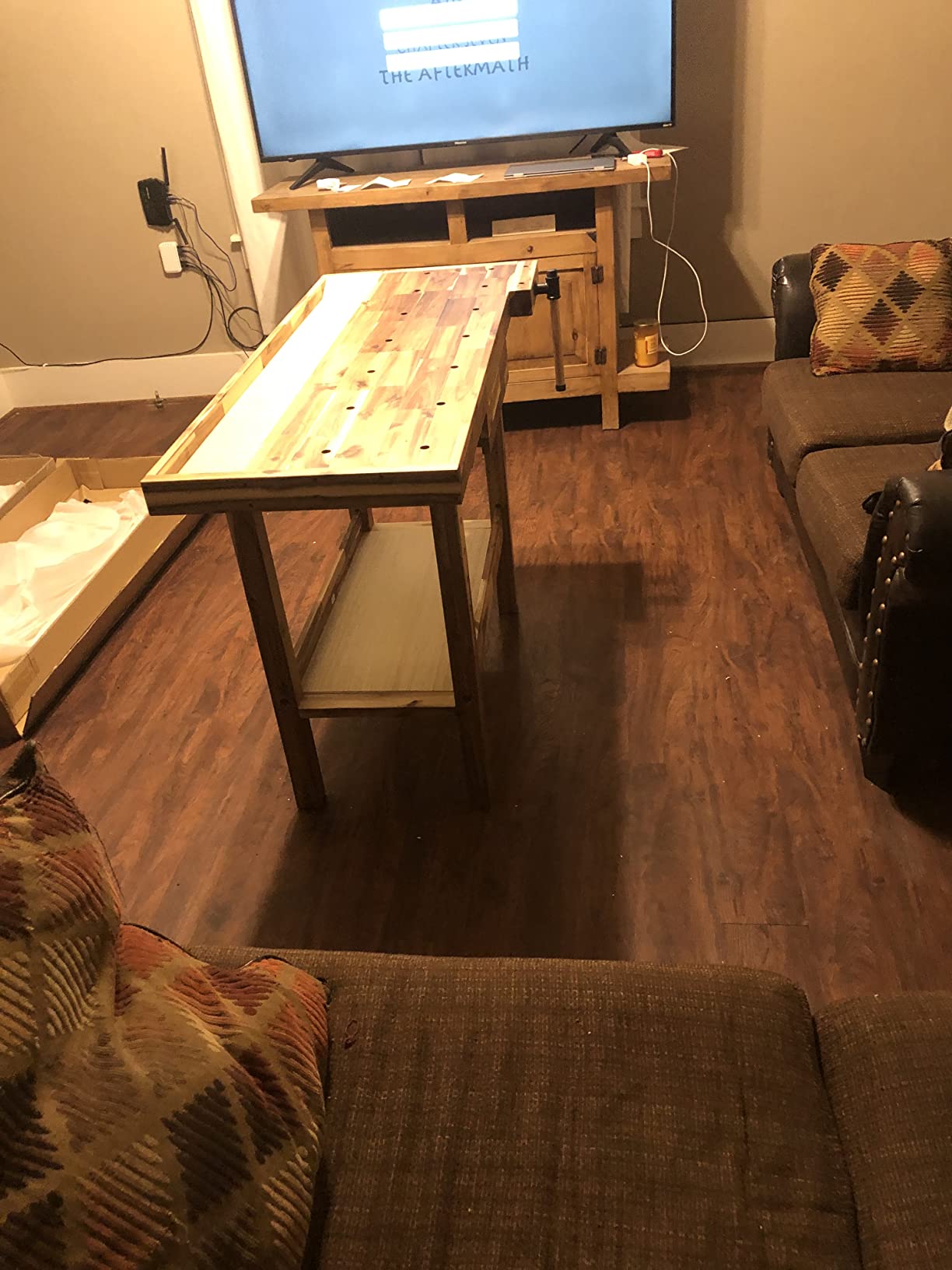 Olympia Tools 48-Inch Acacia Hardwood Workbench with Drawer - 330lbs Weight Capacity Heavy Duty Portable Wood Work Bench Table for Garage, Workshop, Home Storage - Woodworking Wooden Workbenches customer photo 2