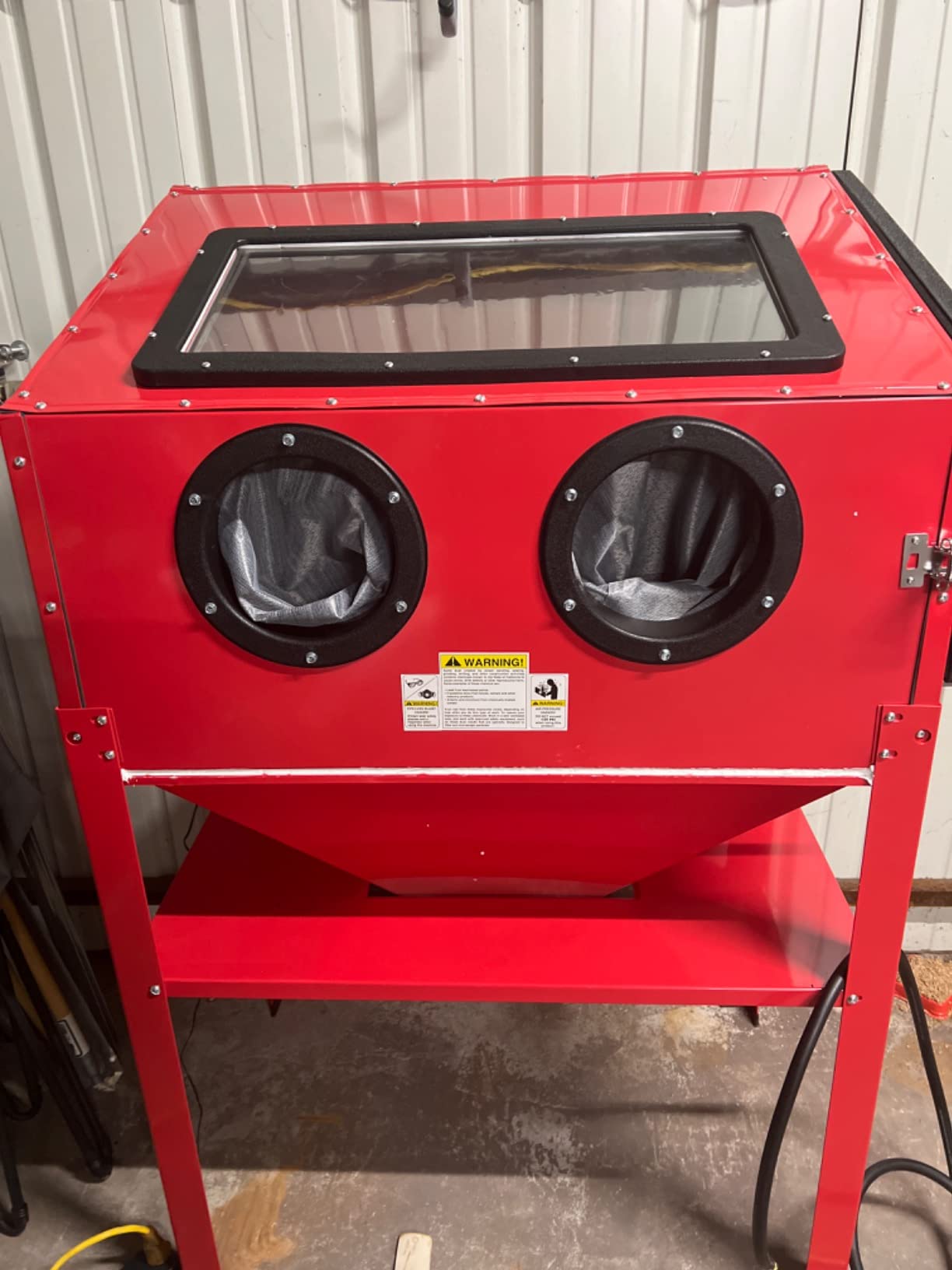 60 Gallon Air Sandblasting Cabinet, 60-125PSI Sand Blaster Cabinet Kit Large Steel Sandblast Cabinet with Sandblaster Gun 4 Ceramic Nozzles for Stain, Rust Removal, Paint customer photo 1