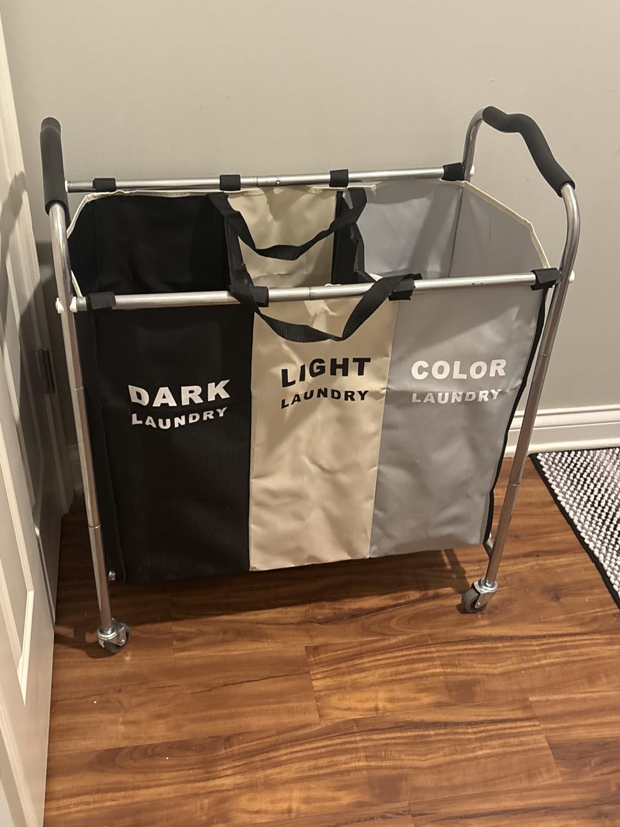 Laundry Basket with Wheels, 240l Laundry Hamper with 3 Section Laundry Bag for Dirty Clothes, Dorm Room Essentials, Towel Organization & Toys Storage Laundry Cart in Laundry Room Organization customer photo 2