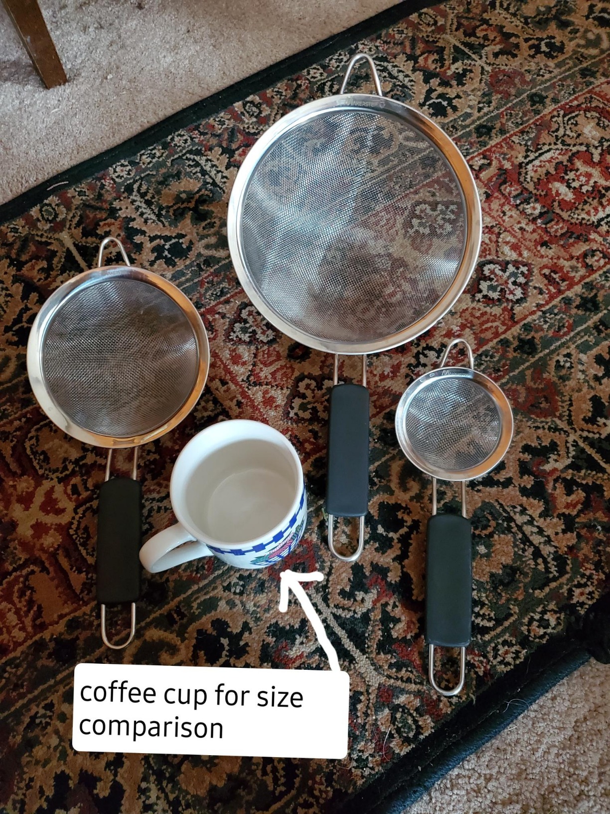 Makerstep Fine Mesh Strainer Set of 3, Stainless Steel 3.38