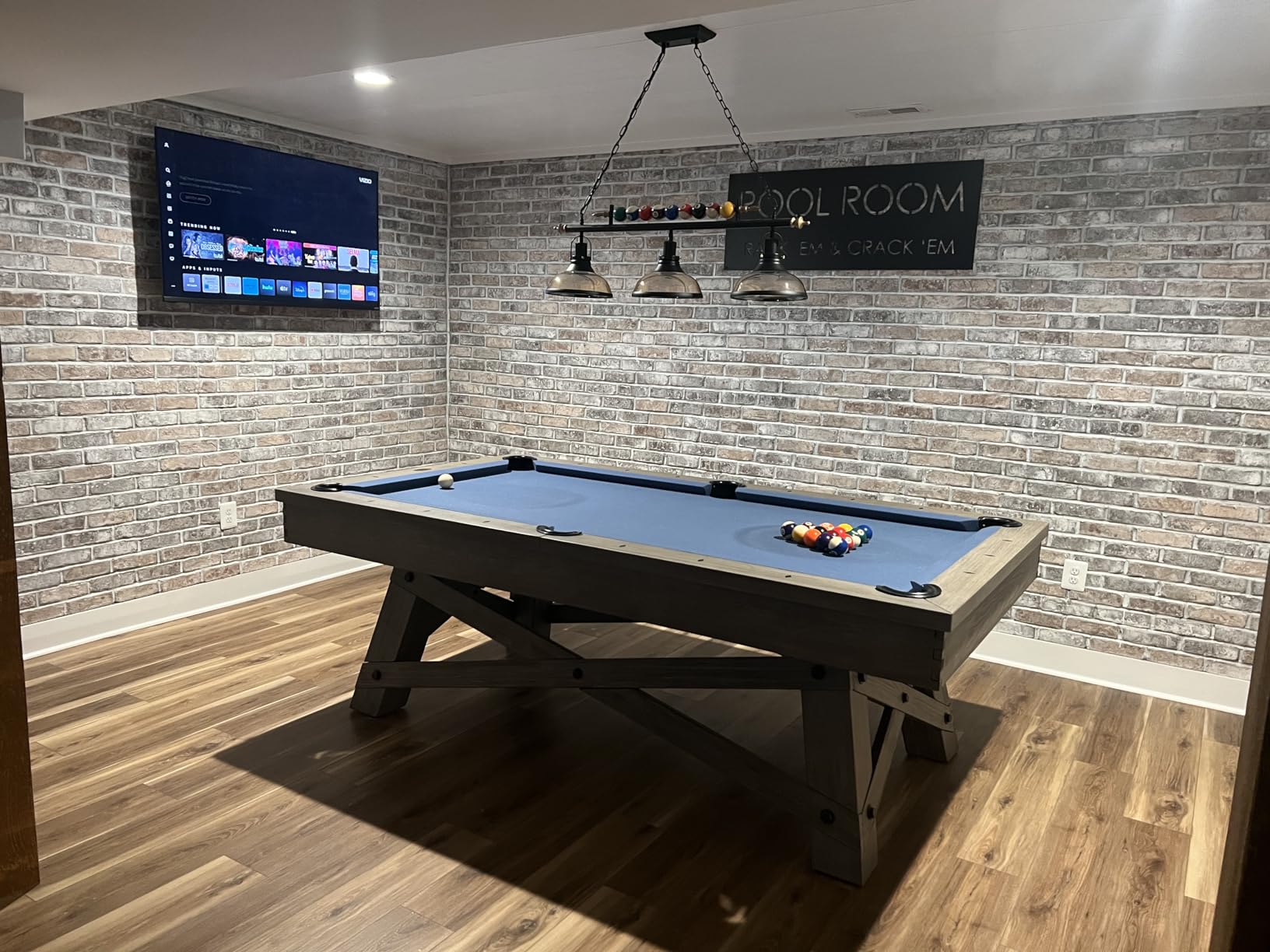 Pool Table Lighting Fixtures Ceiling Lamp for Game Room Beer Party 7' - 8 ' Table,Black Metal Ball Design Billiard Pendant Lamp with 3 Glass Shades (3 Heads Glass Shades) customer photo 2