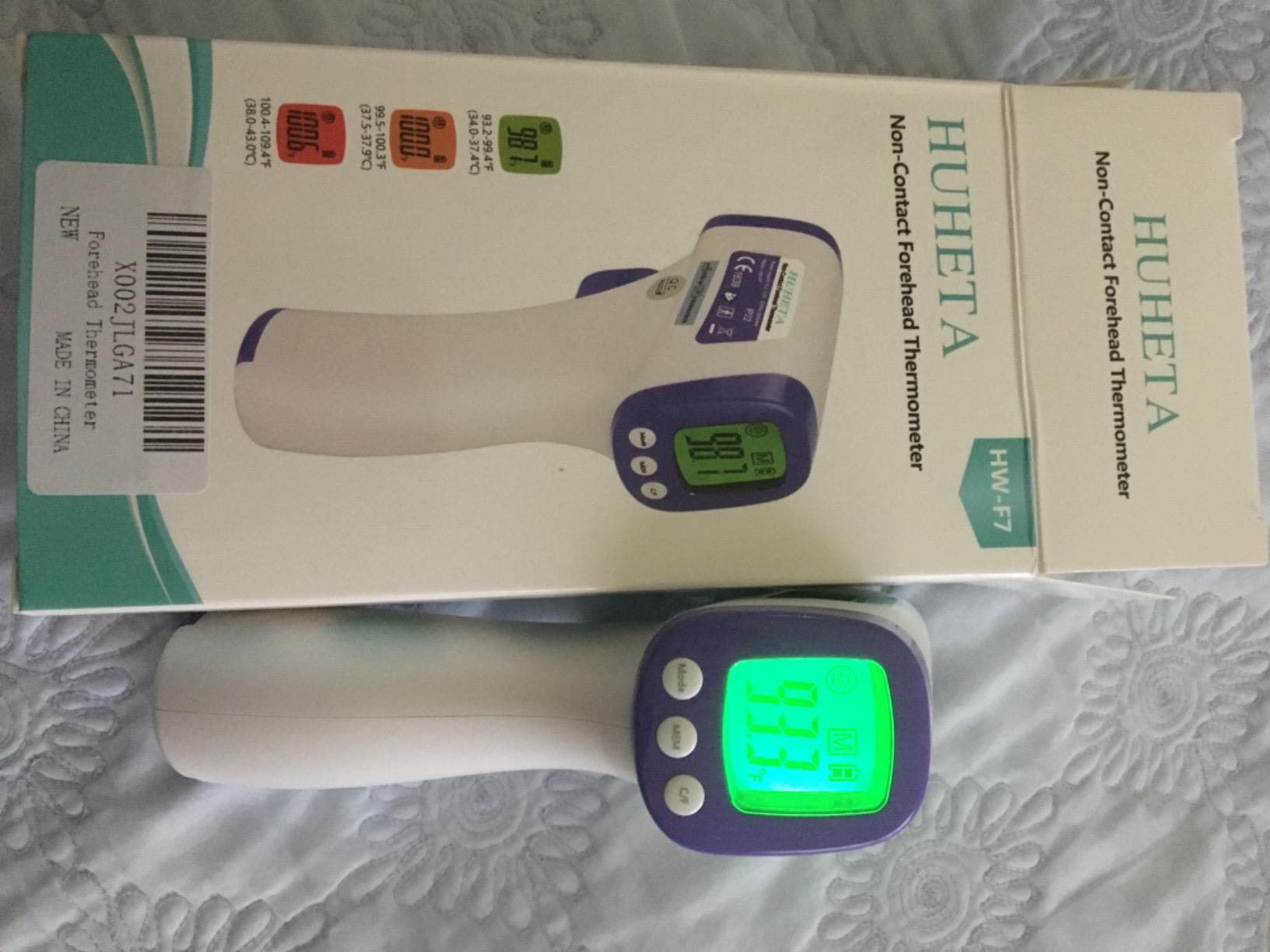 HUHETA Infrared Thermometer for Adults, Non Contact Forehead Thermometer with Fever Alarm, Accurate Reading and Memory Function, Body Temperature & Surface of Objects Use (Purple) customer photo 1