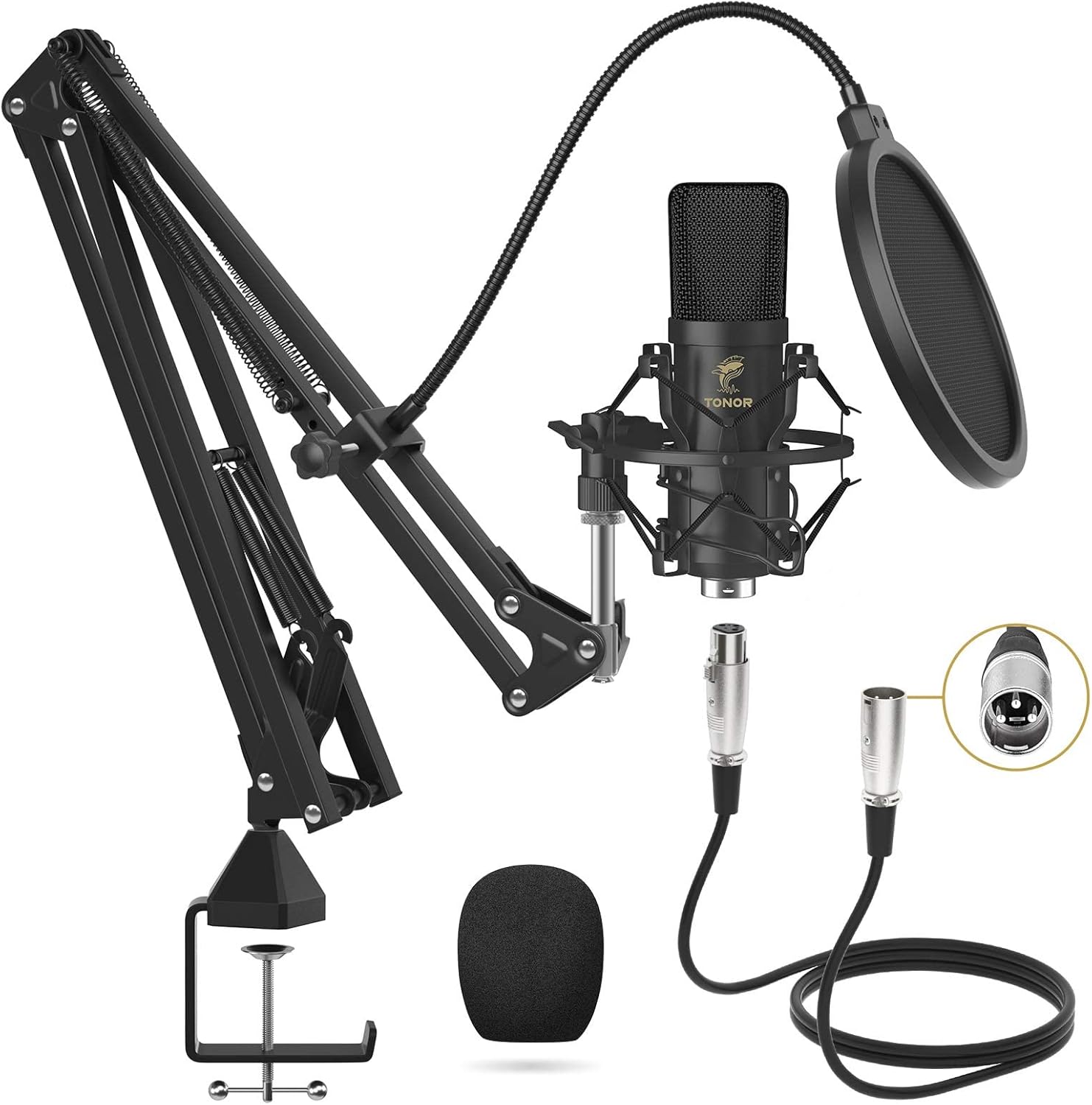 TONOR XLR Condenser Microphone, Professional Cardioid Studio Mic Kit with T20 Boom Arm, Shock Mount, Pop Filter for Recording, Podcasting, Voice Over, Streaming, Home Studio, YouTube (TC20) customer photo 1