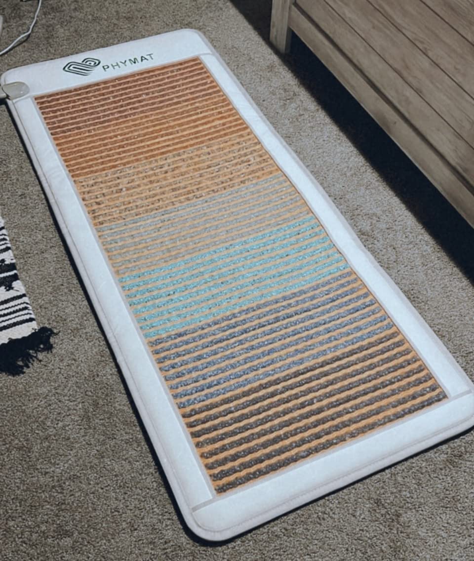 PHYMAT Far Infrared Heating Pad, Infrared Mat Full Body, 7 Color Gemstone Heating Pad, 7 Chakra Yoga Meditation Crystal Bio Mat, Auto Shut Off, Adjustable Temp(67