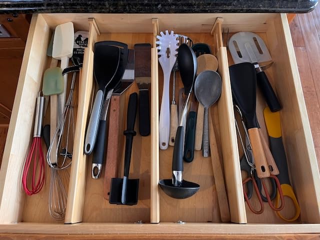 VaeFae Adjustable Bamboo Drawer Dividers, Expandable Drawer Organizer for Kitchen, Bedroom, Bathroom, Dresser and Office, 6-Pack customer photo 2