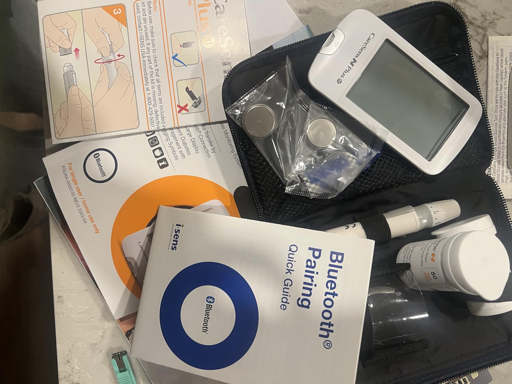 CareSens N Plus Bluetooth Blood Glucose Monitor Kit with 100 Blood Sugar Test Strips, 100 Lancets, 1 Blood Glucose Meter, 1 Lancing Device, Travel Case for Diabetes Testing Kit (Auto-Coding Glucometer kit with 1 Control Solution) for Personal Use customer photo 2