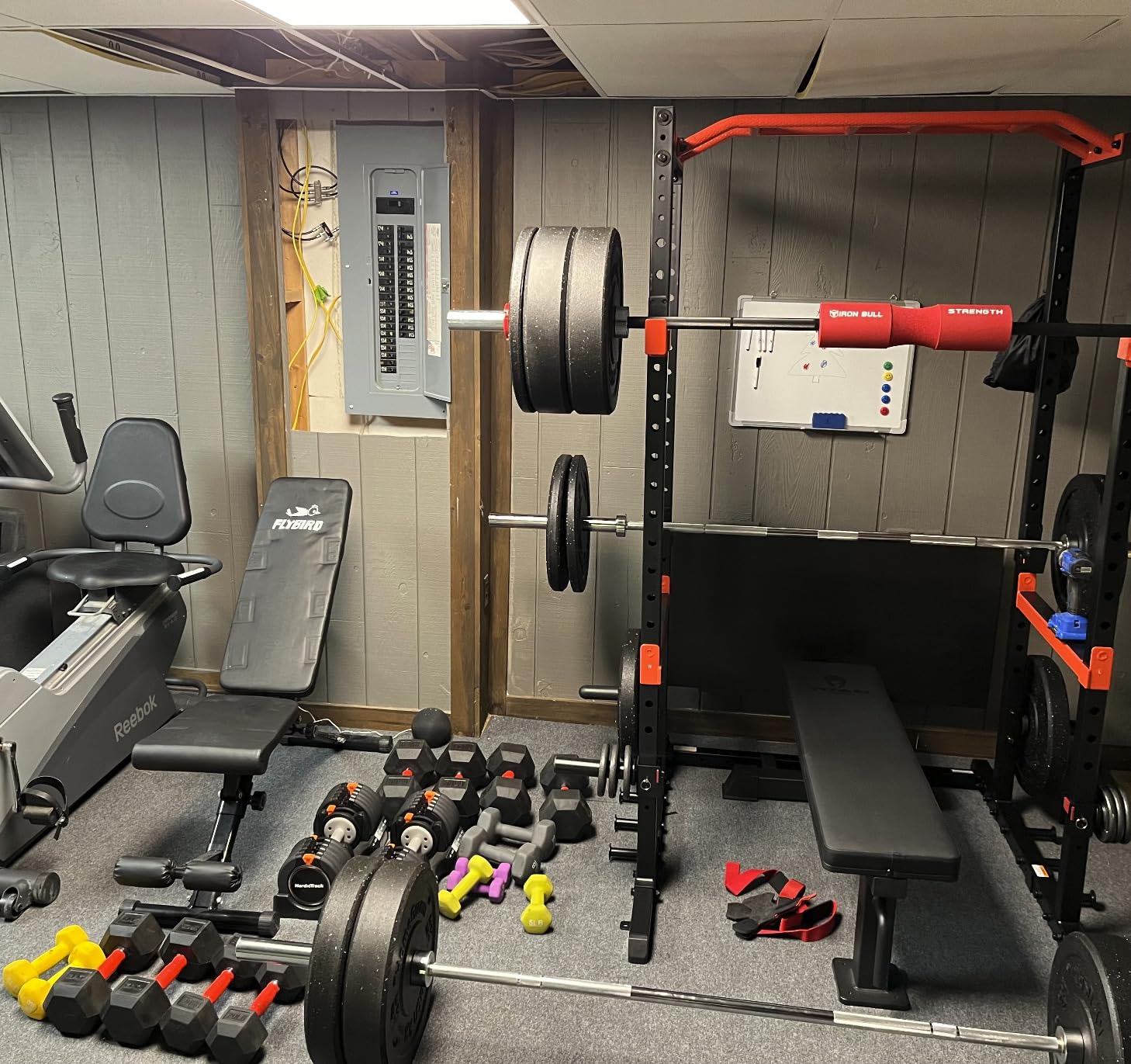 Sunny Health & Fitness Power Zone Strength Rack Power Cage - 1000 LB Weight Capacity, Spotter Bar, Angled Pull-Up Bar, J-Hooks, Resistance Band Pins, Optional LAT Pull Down customer photo 2