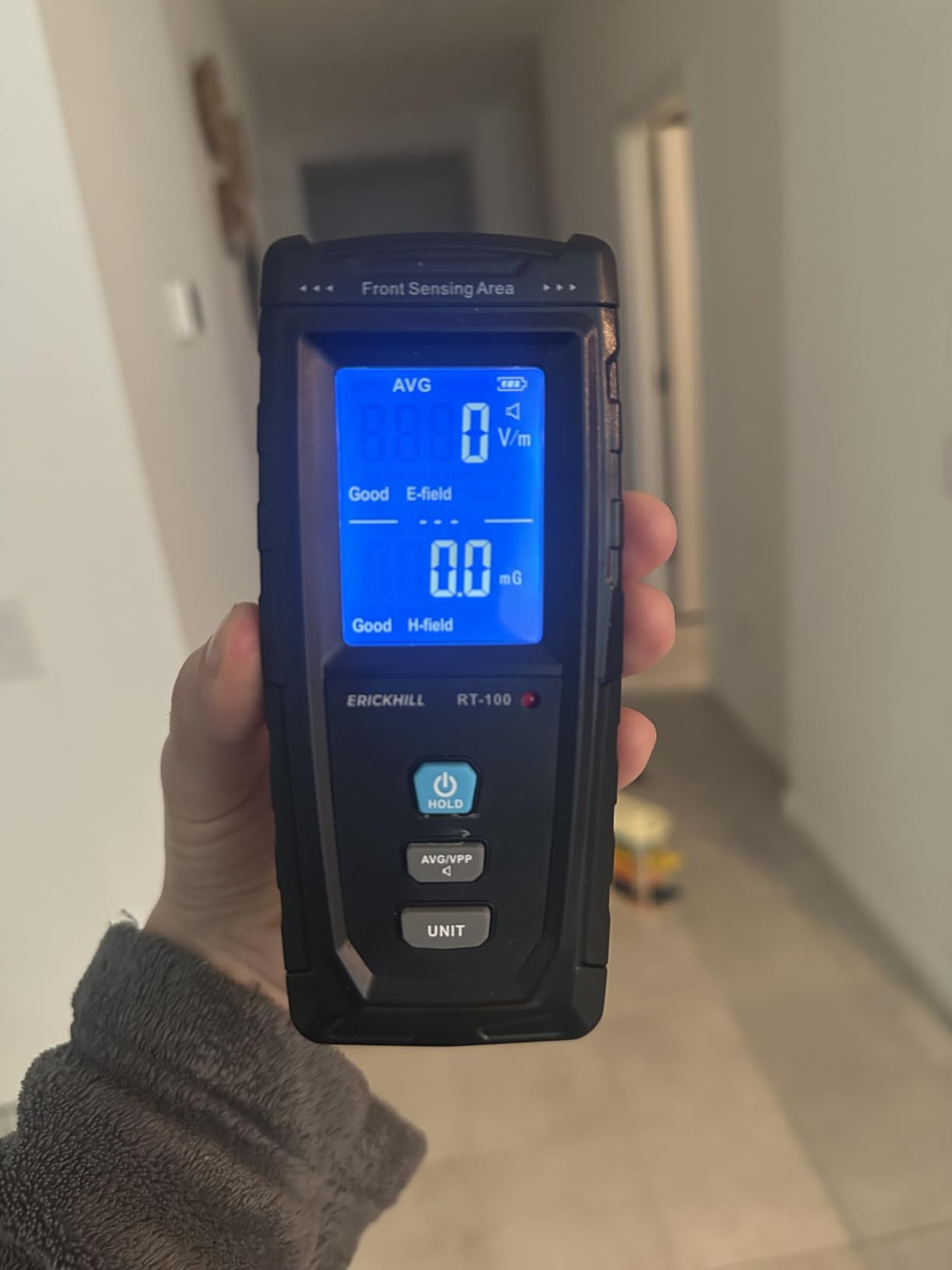 ERICKHILL EMF Meter, Detects Electric and Magnetic Fields, Handheld Digital EMF Detector with LCD Display, Sound-Light Alarm, Rechargeable Battery for Home, Office, and Appliances (Blue) customer photo 2