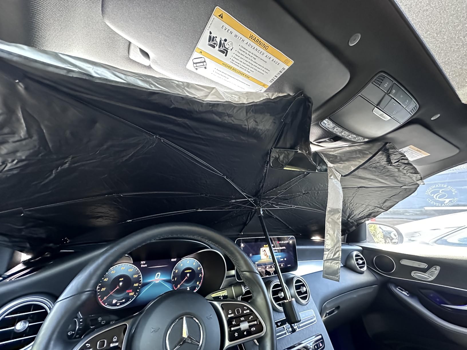 2026 Windshield Sun Shade Umbrella, Foldable Car Umbrella Sunshade with UV Block Car Front Window (Heat Insulation Protection) for Auto Windshield Covers Trucks Cars (Large) customer photo 1