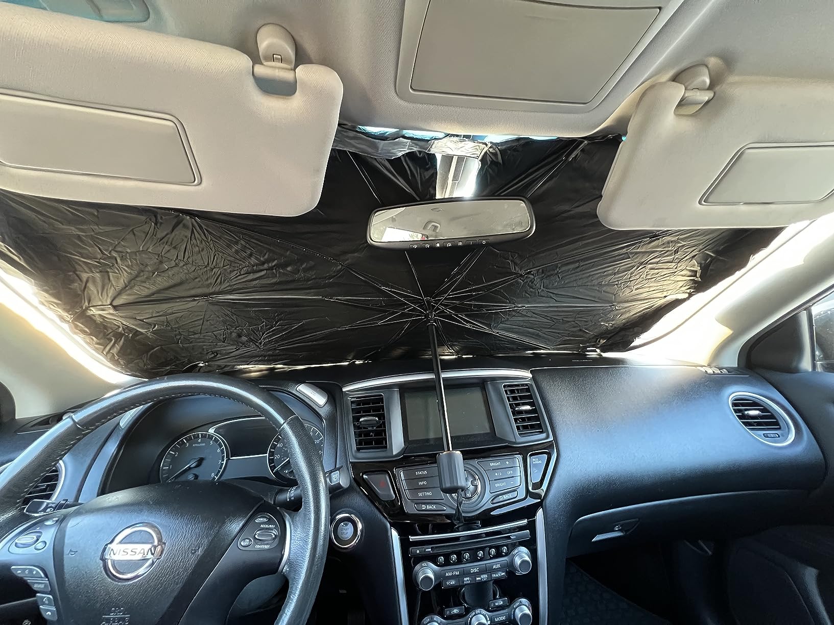 2026 Windshield Sun Shade Umbrella, Foldable Car Umbrella Sunshade with UV Block Car Front Window (Heat Insulation Protection) for Auto Windshield Covers Trucks Cars (Large) customer photo 2