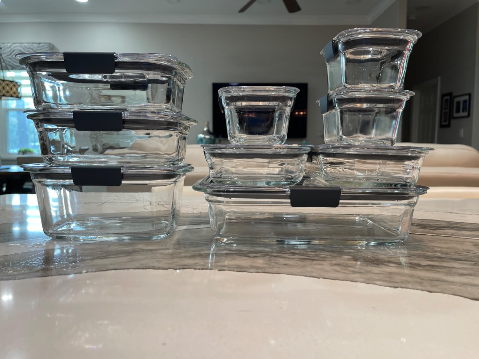 Rubbermaid Brilliance Glass Food Storage Containers, Assorted Sizes, Set of 9, BPA-Free, Leak-Proof, Clear customer photo 1