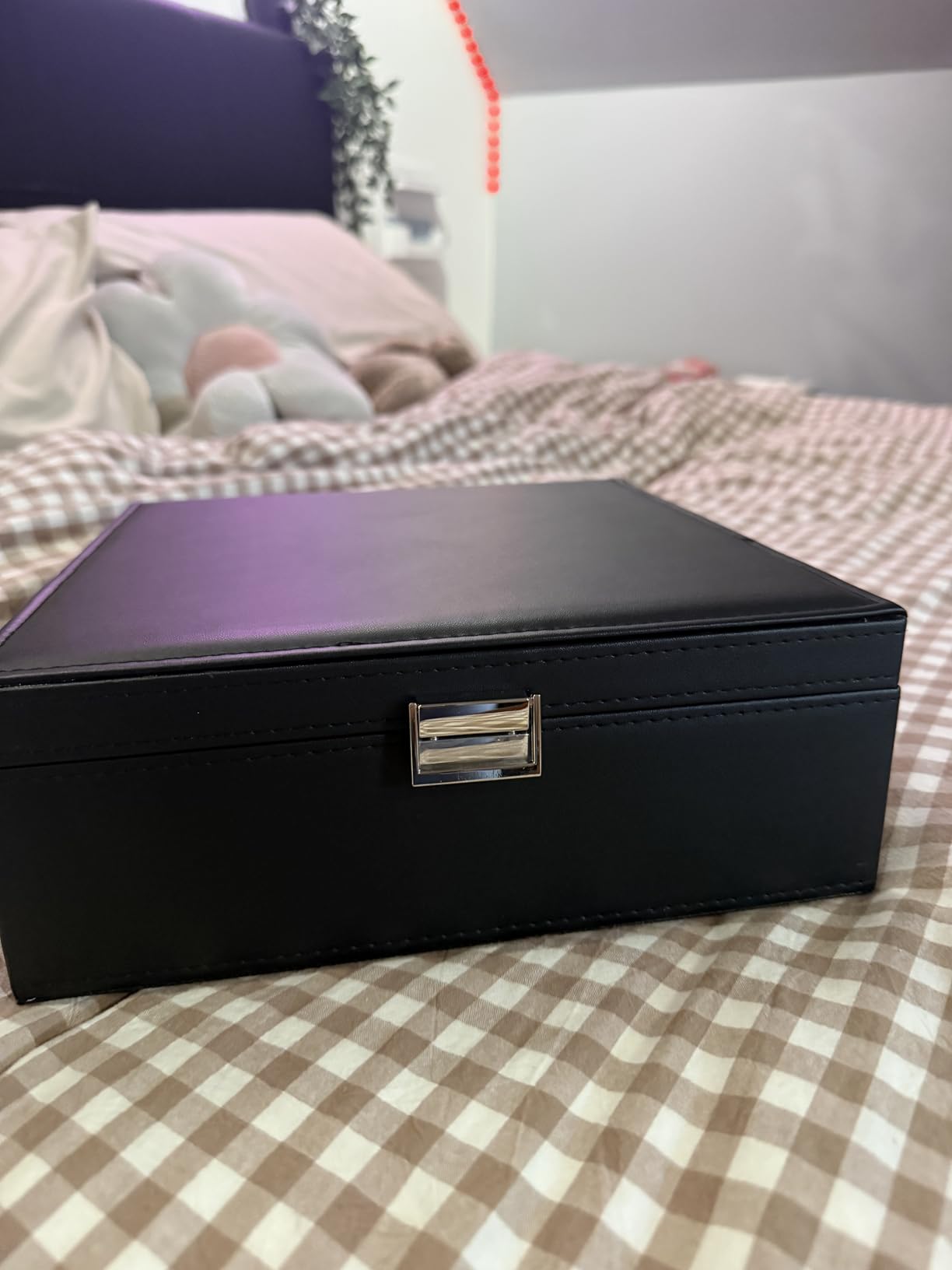 ProCase Jewelry Box for Women, 2 Layers Large Leather Jewelry Organizer Storage Case with Removable Pad for Earrings -Black customer photo 2