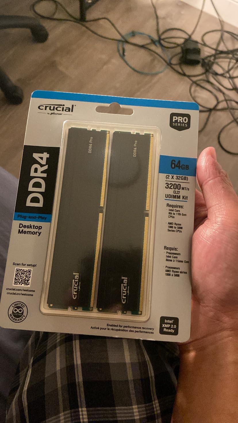 Crucial 32GB DDR4 RAM Kit (2x16GB), 3200MHz Desktop Memory, UDIMM 288-Pin, Compatible with Intel and AMD Ryzen customer photo 1
