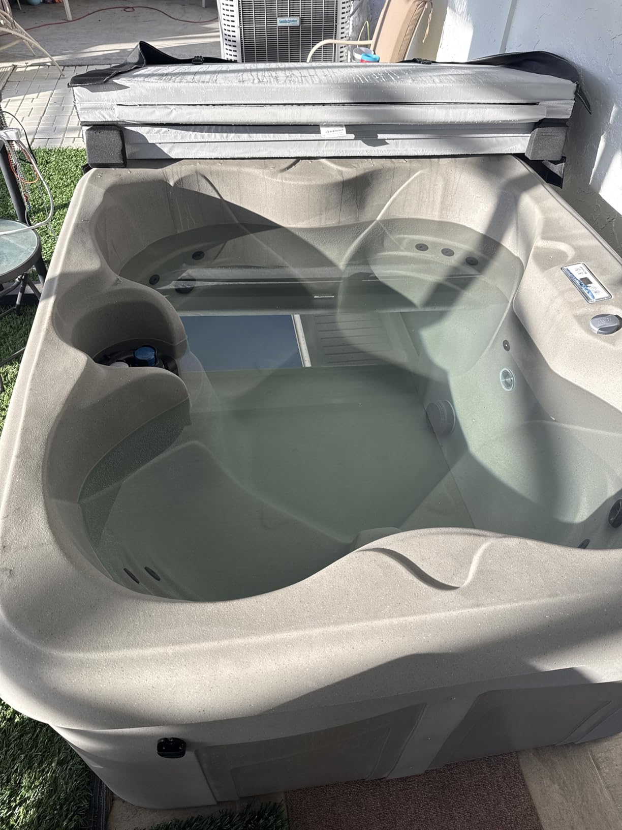 LifeSmart 4-Person Plug & Play Square Hot Tub with Thermal Cover, Taupe - Home Outdoor Backyard Spa with 13 Jets, 1.0 HP Pump, and Underwater LED Light customer photo 2
