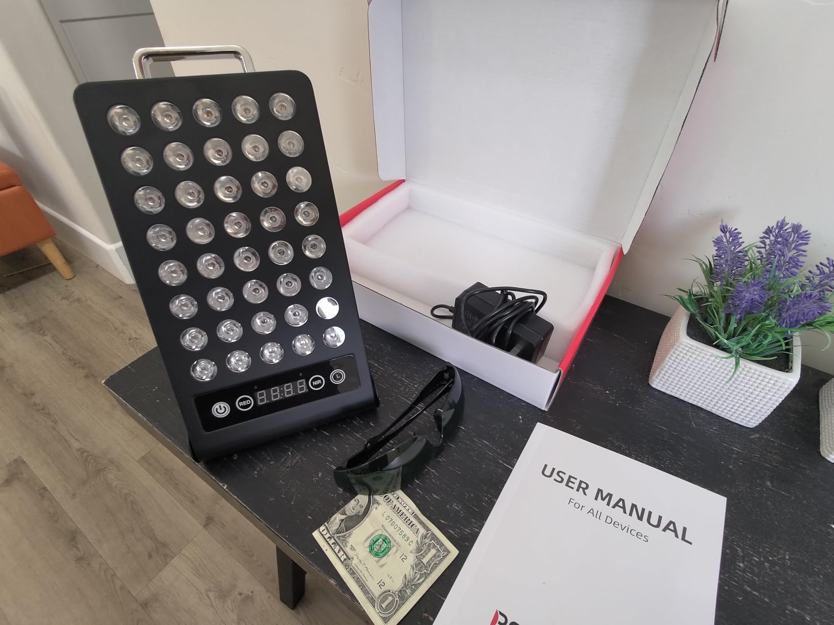 BestQool Red Light Therapy, Dual Chip 660nm 850nm Elite Grade Red Light Therapy for Face, Portable Infrared Light Therapy for Body, Red Infrared Light Device, LED Light Therapy Panel. 50W. customer photo 2