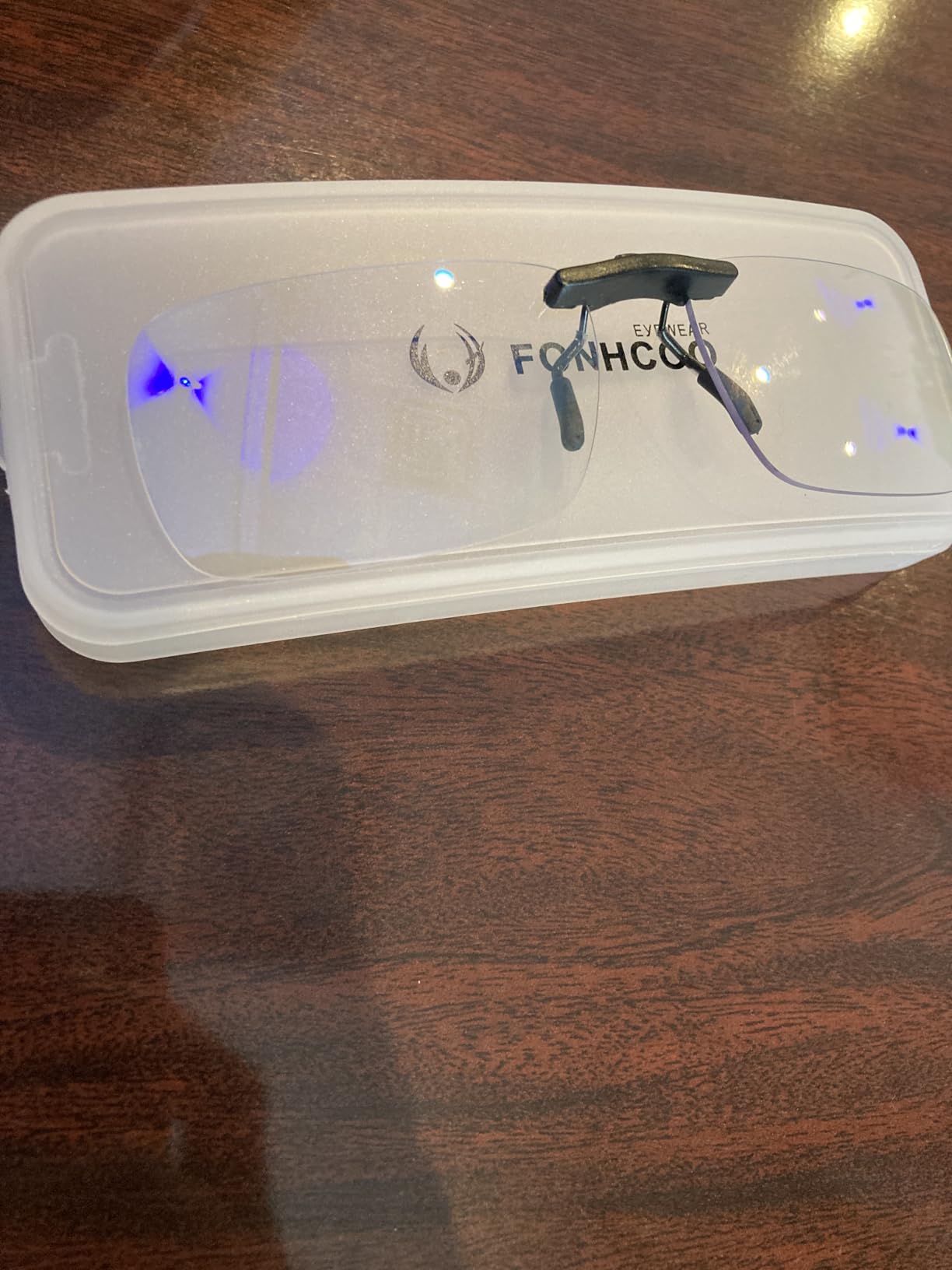 FONHCOO Clip-on Blue Light Blocking Glasses Night Driving Sunglasses 2 Pack Lens over Prescription Glasses for Women Men (2 Pack Transparent Blue Light Blocking Lens) customer photo 1