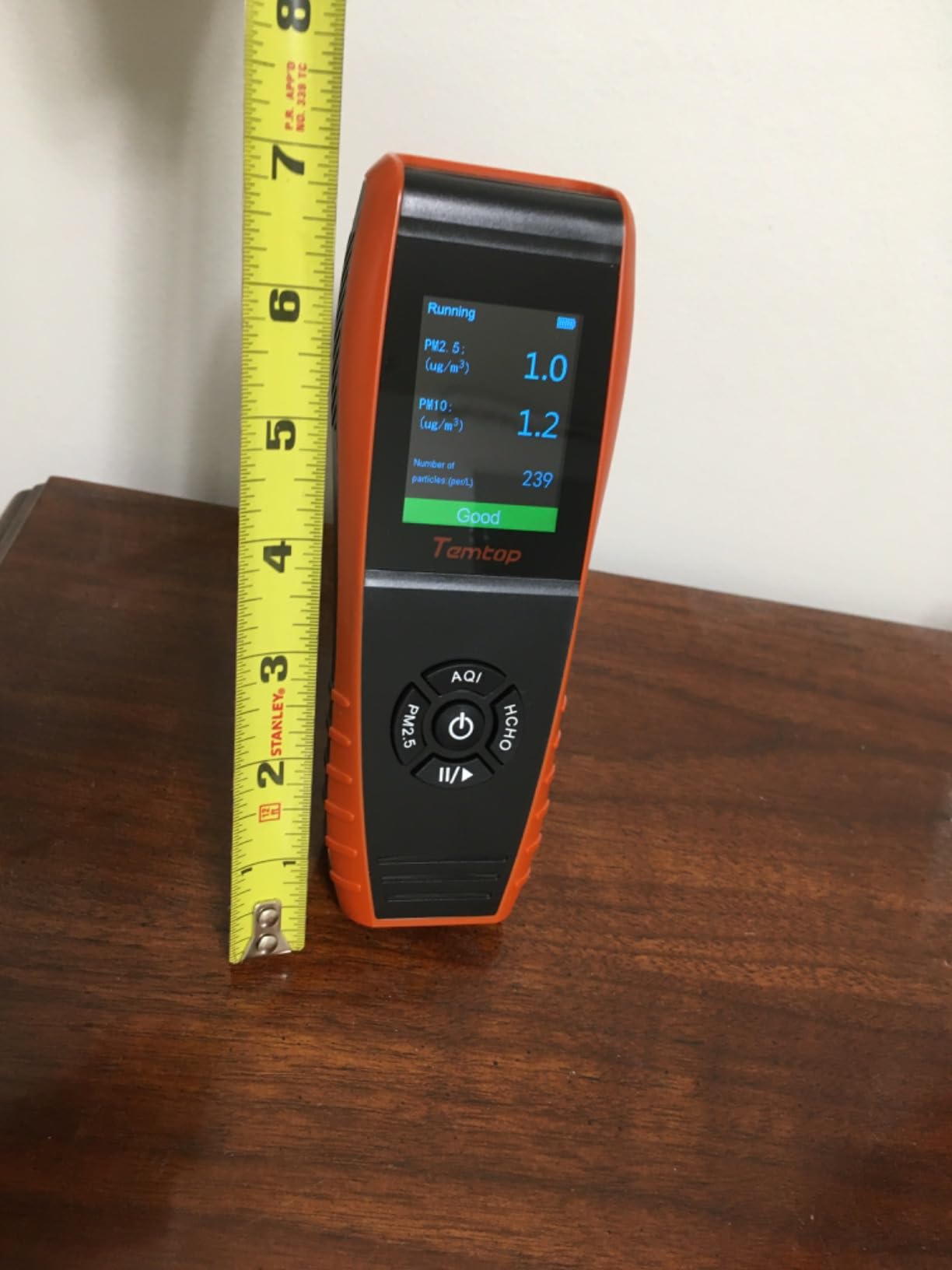 Temtop Air Quality Monitor PM2.5 PM10 Particle Counter, Formaldehyde, Temperature, Humidity, TVOC AQI Tester for Indoor/Outdoor Air Pollution Detection w/Data Export customer photo 1