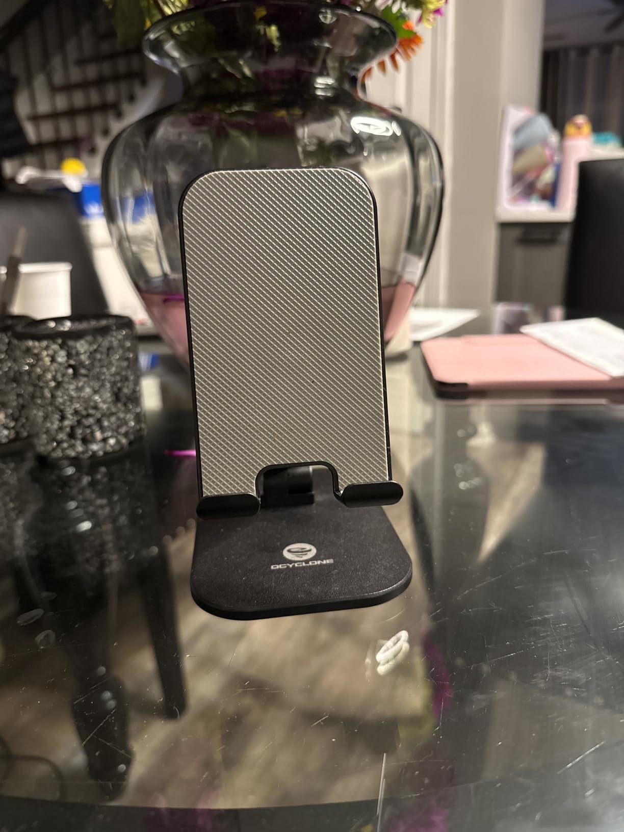 OCYCLONE Phone Stand, Adjustable Height and Angle Foldable Cell Phone Stand Holder for Desk, Taller iPhone Stand Compatible with 4.7