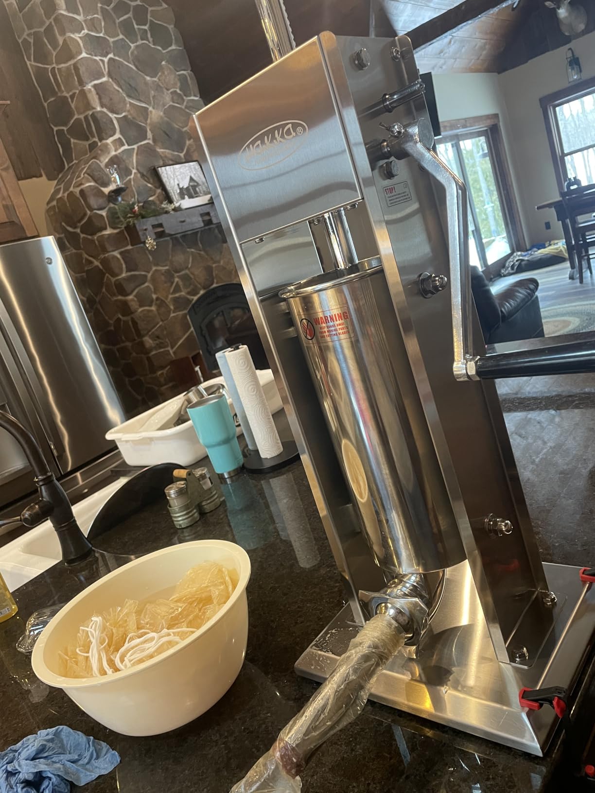 Stainless Steel Vertical Sausage Stuffer, Sausage Stuffer Machine, Sliver, Dual Speed, Easy Clean Up Sausage Maker (7Lb/3L), Deer Processing Equipment customer photo 2